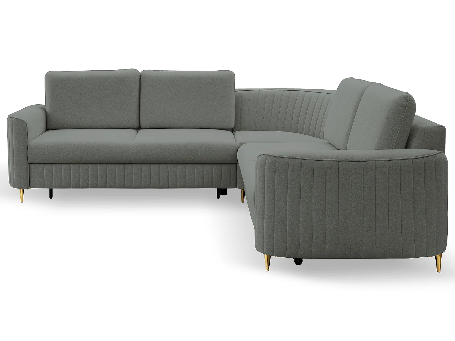 Canapé d'angle LAREN convertible, coffre de rangement, pieds en plastique, côté gauche, GRIS FONCÉ, 251x251x85 cm