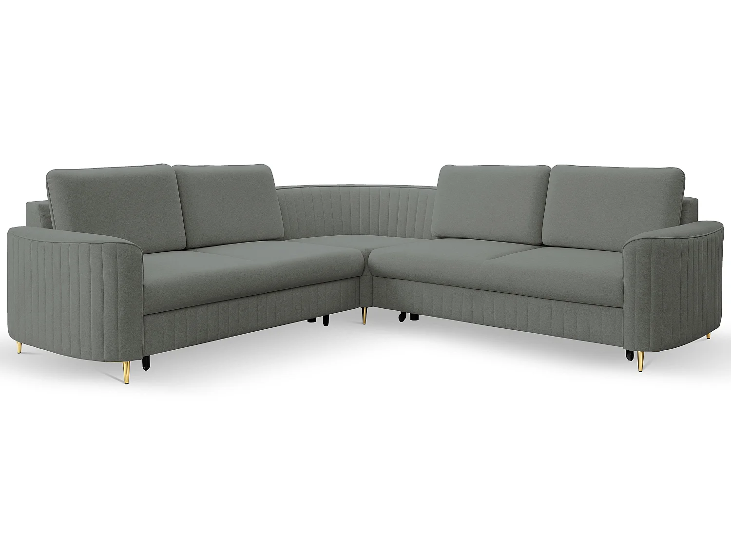 Canapé d'angle LAREN convertible, coffre de rangement, pieds en plastique, côté gauche, GRIS FONCÉ, 251x251x85 cm
