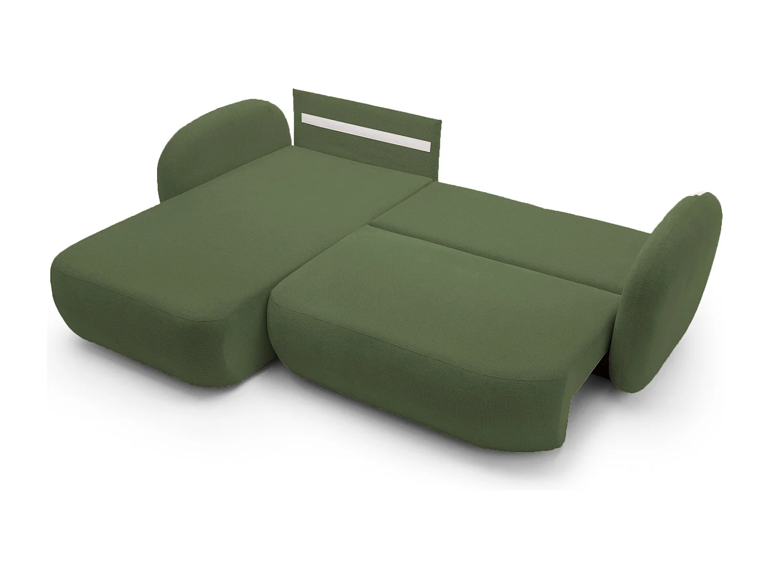 L-vormige hoekbank OLIO met slaapfunctie 138x210 cm, opbergbox en losse rugkussens – comfortabele slaapbank, links, 248x174x86 cm, GROEN