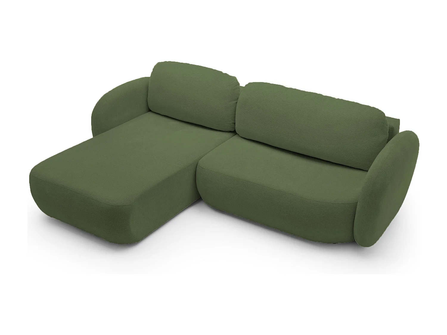 Canapé d'Angle OLIO L-Form avec Lit 138x210cm Coffre et Coussins Amovibles – Gauche 248x174x86cm VERT
