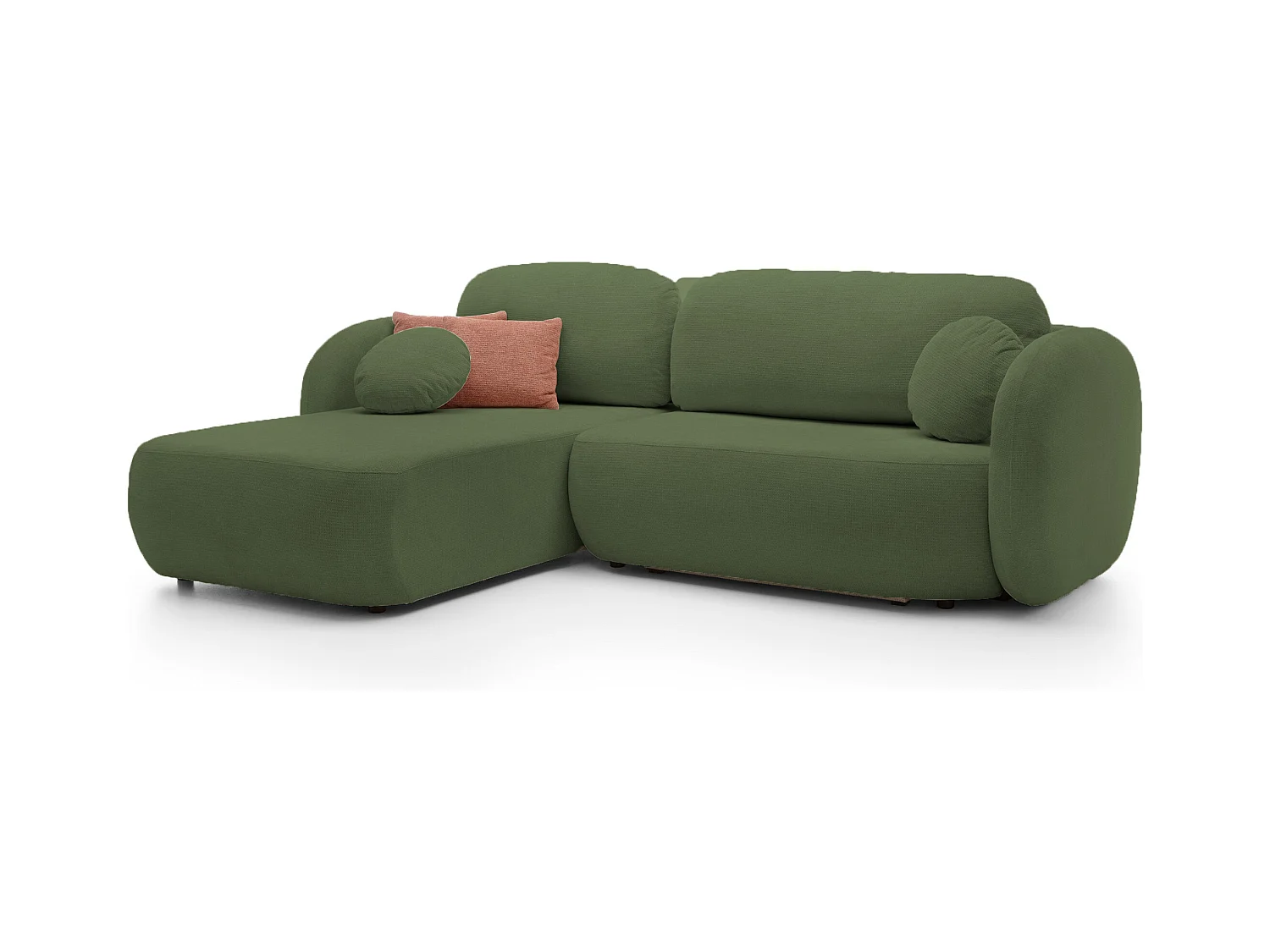 Canapé d'Angle OLIO L-Form avec Lit 138x210cm Coffre et Coussins Amovibles – Gauche 248x174x86cm VERT