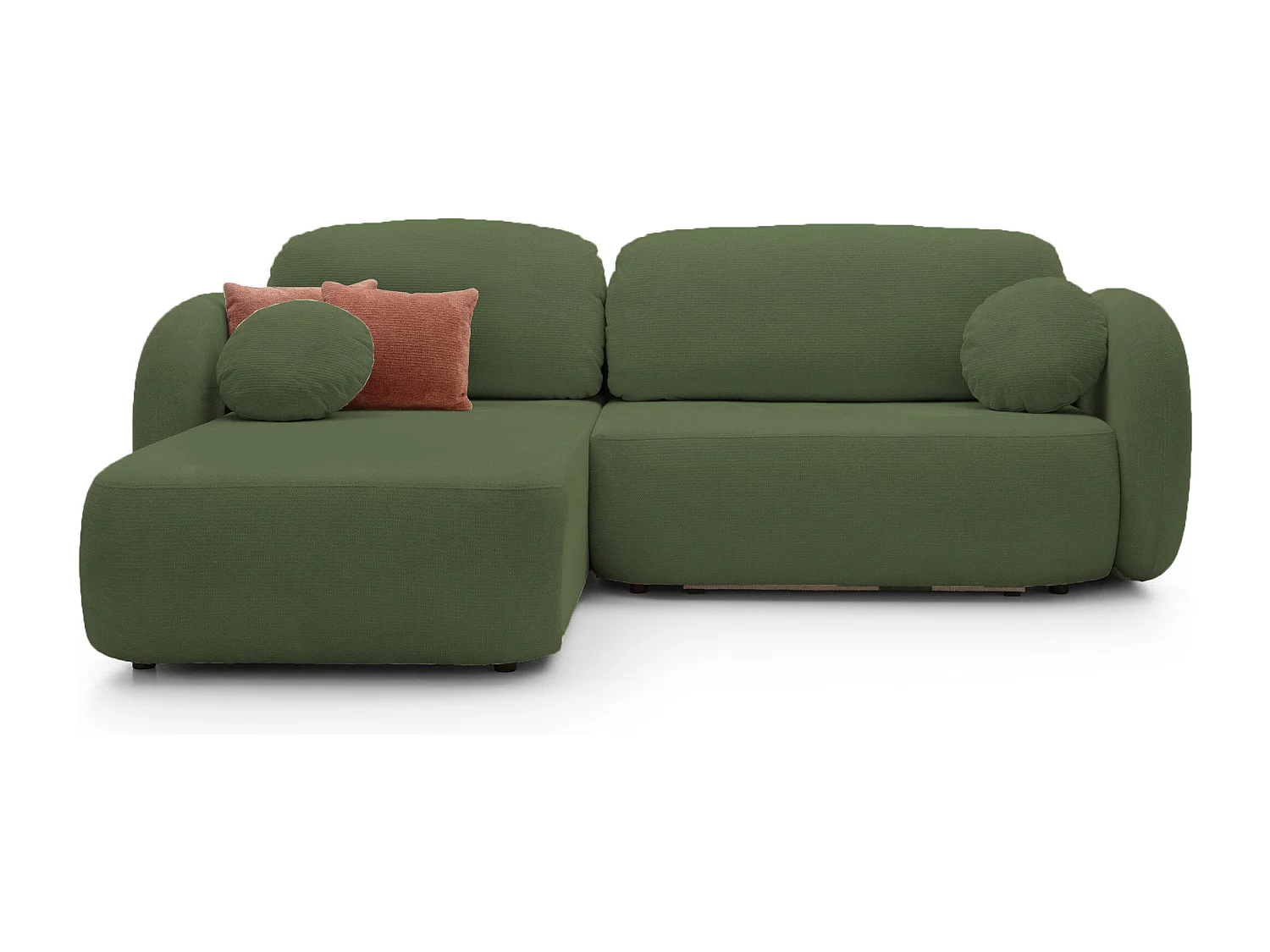 Canapé d'Angle OLIO L-Form avec Lit 138x210cm Coffre et Coussins Amovibles – Gauche 248x174x86cm VERT