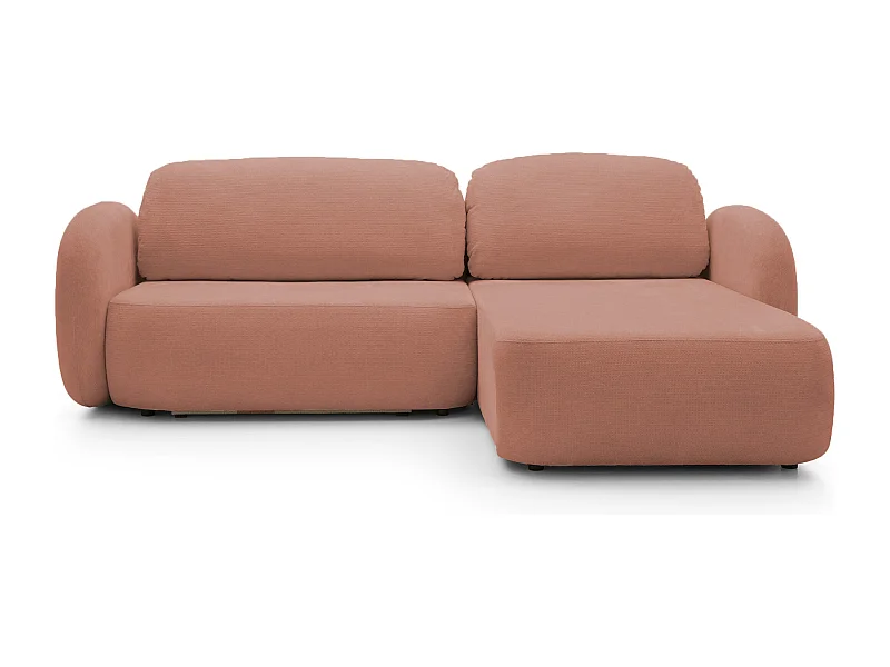 Hoekbank OLIO L-Form met Bed 138x210cm Lade en Verwijderbare Kussens – Rechts 248x174x86cm ROZE POEDER