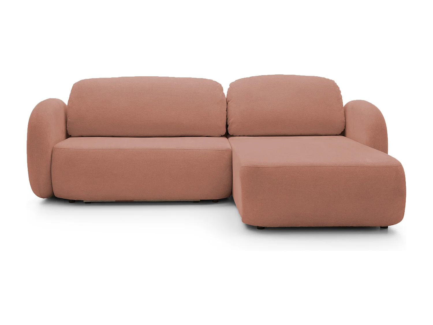 Canapé d'Angle OLIO L-Form avec Lit 138x210cm Coffre et Coussins Amovibles – Droite 248x174x86cm ROSE POUDRÉ