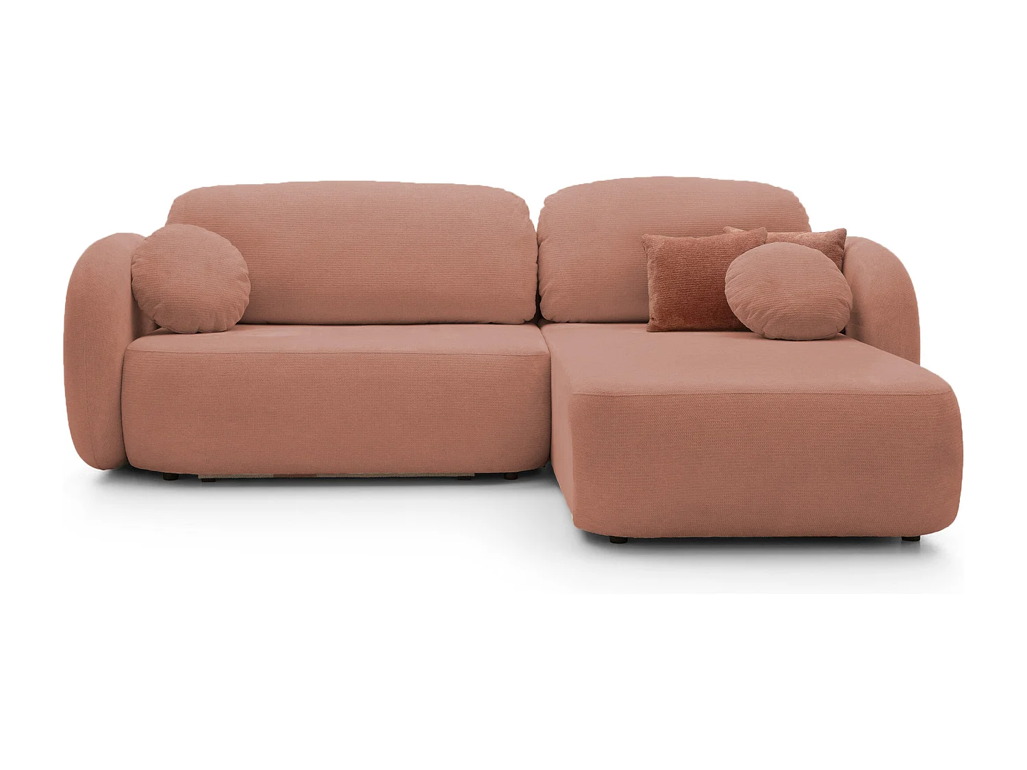Hoekbank OLIO L-Form met Bed 138x210cm Lade en Verwijderbare Kussens – Rechts 248x174x86cm ROZE POEDER
