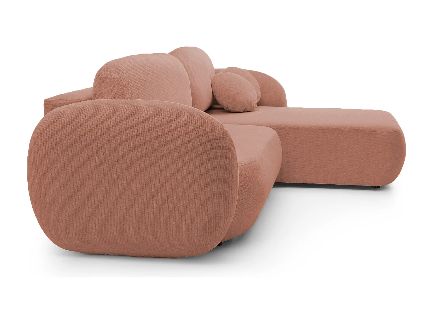 Hoekbank OLIO L-Form met Bed 138x210cm Lade en Verwijderbare Kussens – Rechts 248x174x86cm ROZE POEDER