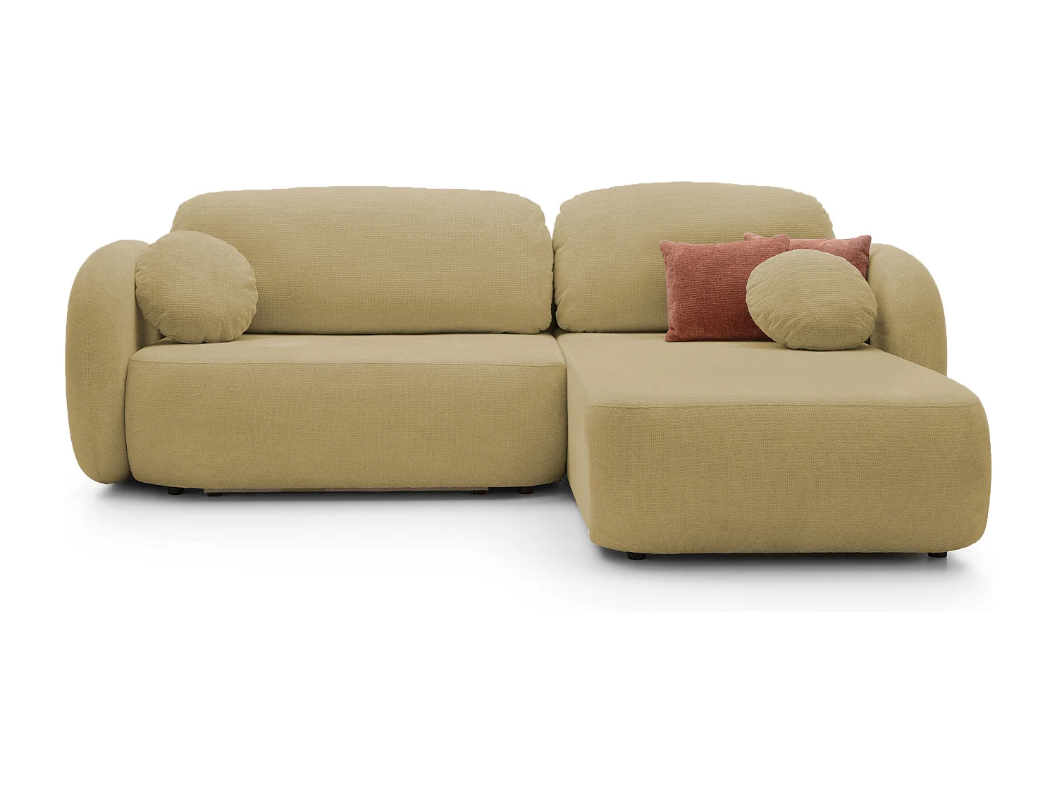 Canapé d'Angle OLIO L-Form avec Lit 138x210cm Coffre et Coussins Amovibles – Droite 248x174x86cm OLIVE