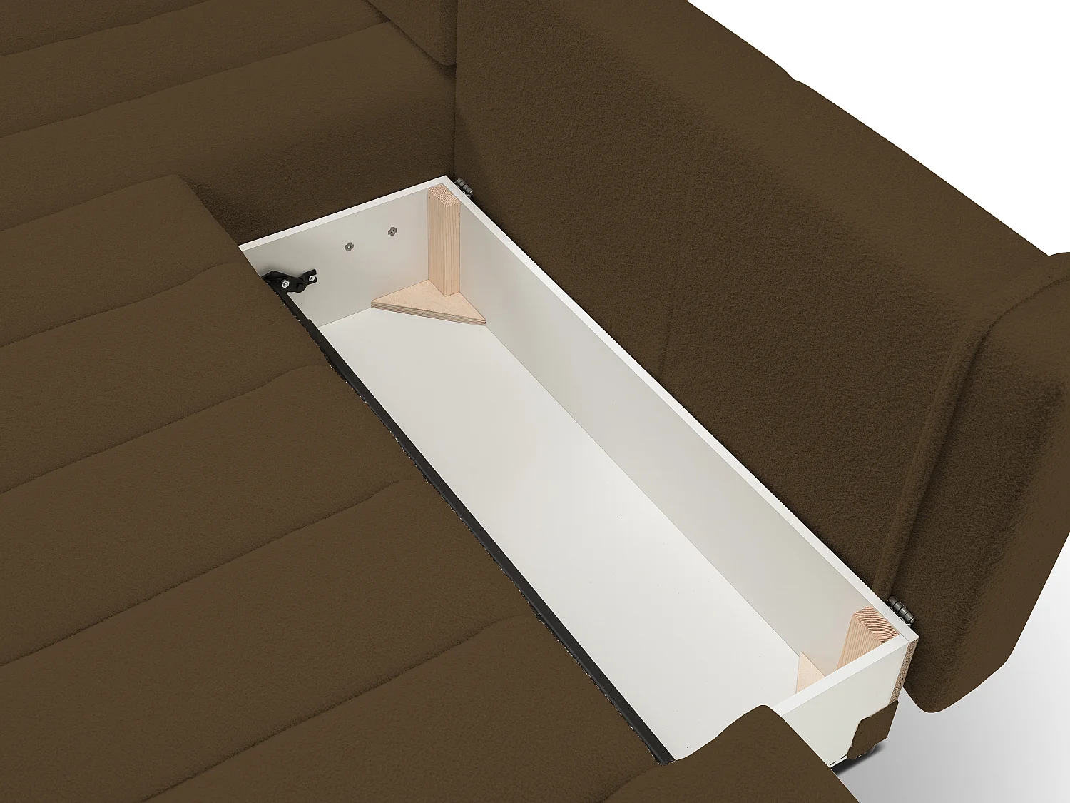 Canapé avec fonction lit et coffre de rangement, rembourrage confortable, tissu, coussins décoratifs, côté droit, 276x88x176 cm, marron