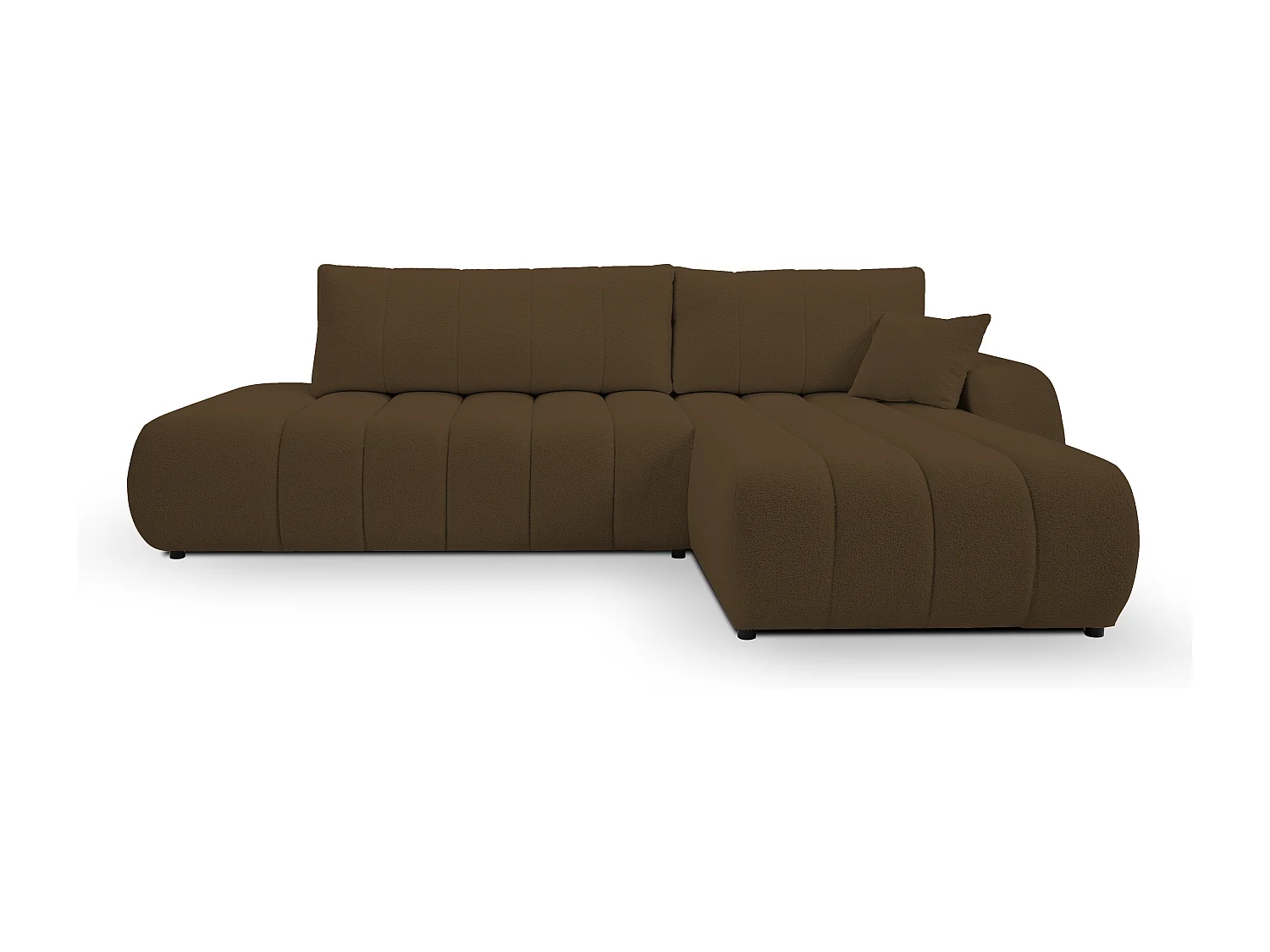 Canapé avec fonction lit et coffre de rangement, rembourrage confortable, tissu, coussins décoratifs, côté droit, 276x88x176 cm, marron