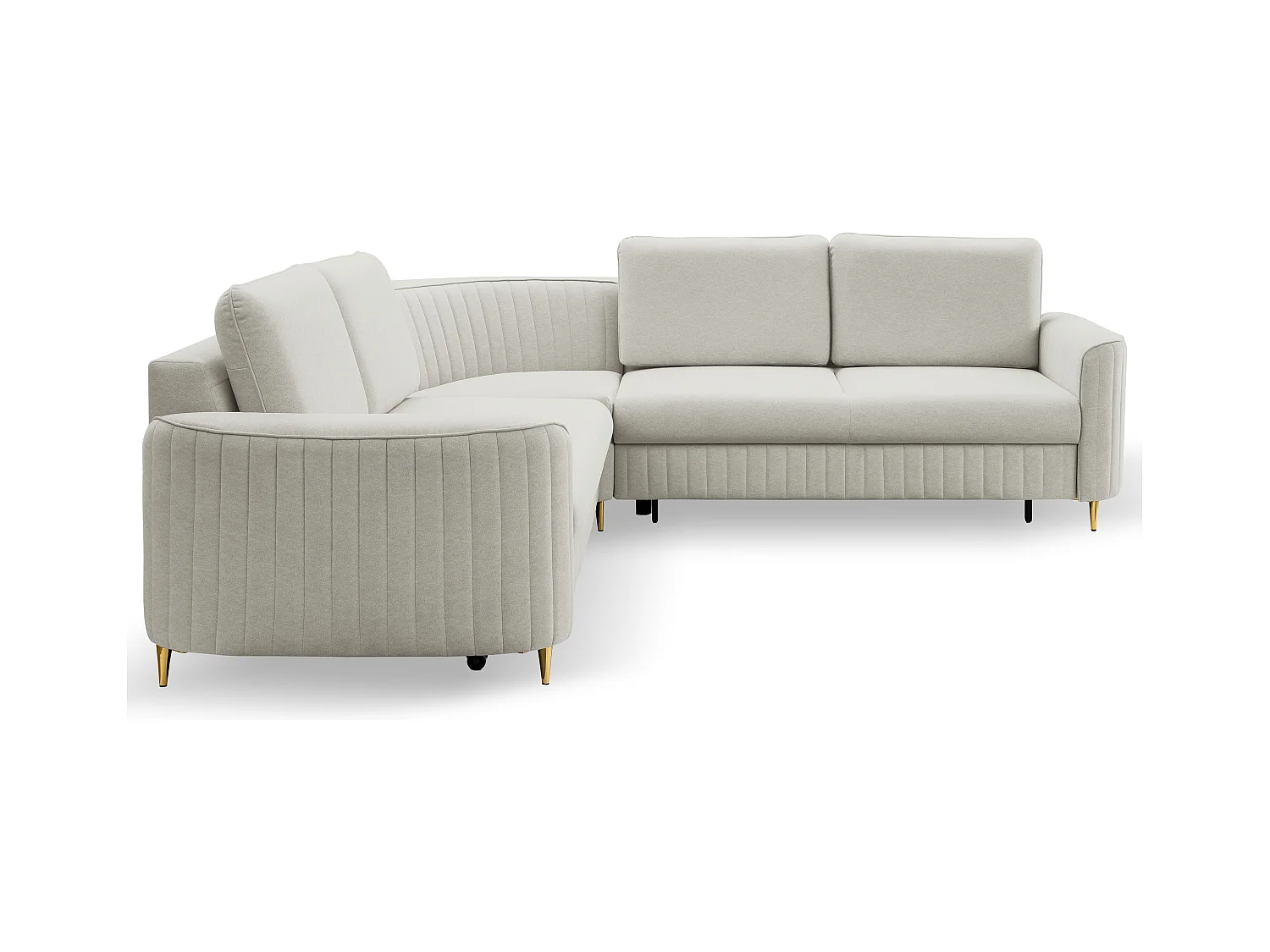 Canapé d'angle LAREN convertible, coffre de rangement, pieds en plastique, côté droit, ASHLEY CLAIR, 251x251x85 cm