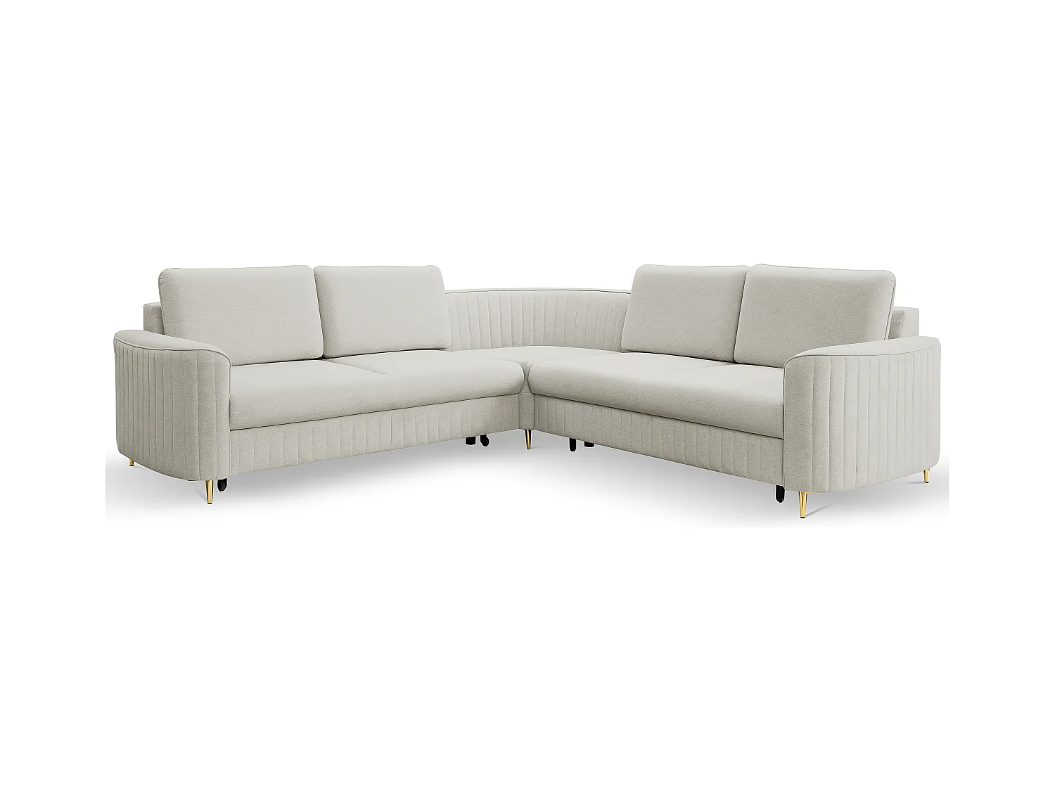 Canapé d'angle LAREN convertible, coffre de rangement, pieds en plastique, côté droit, ASHLEY CLAIR, 251x251x85 cm