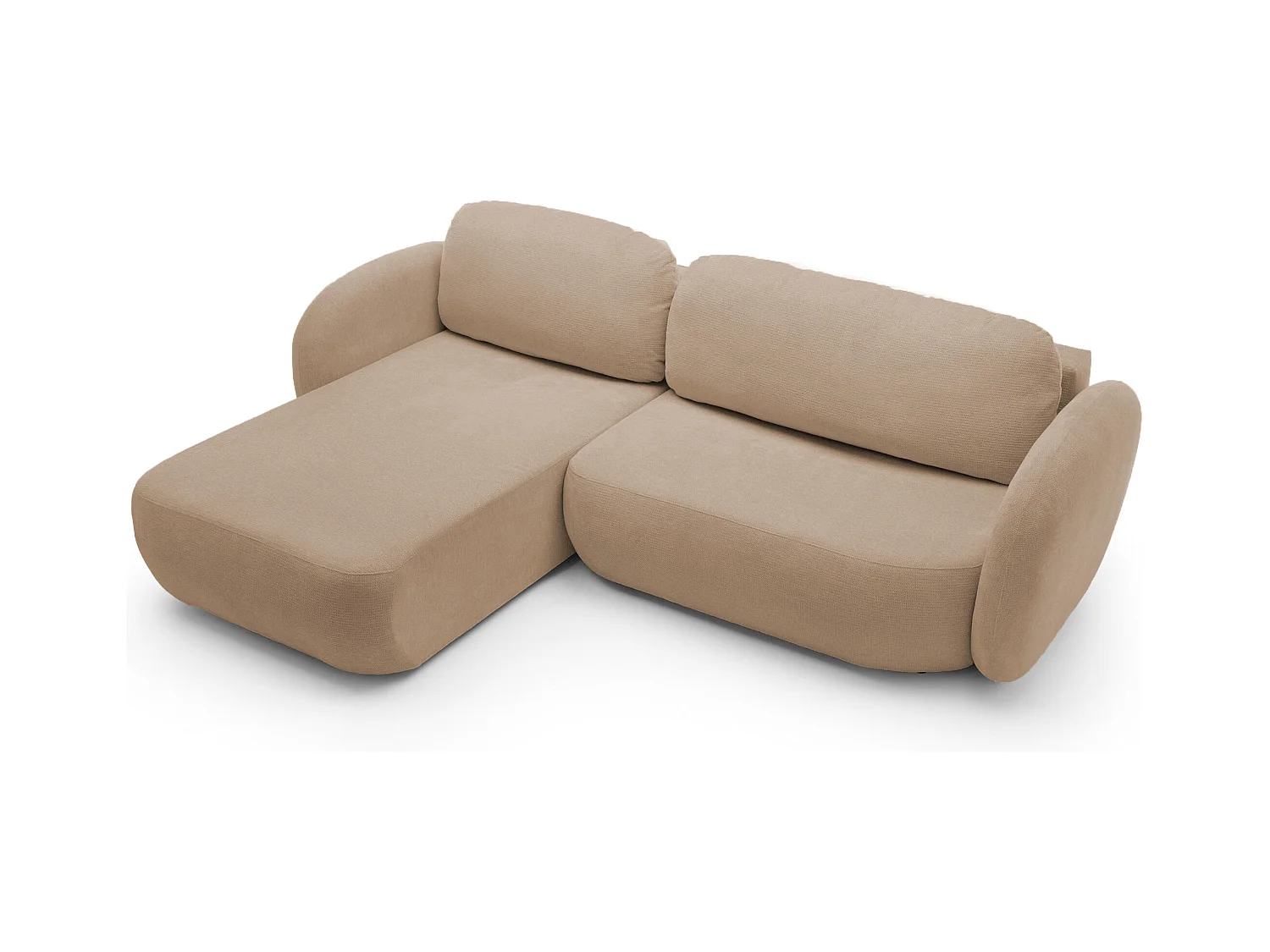 Canapé d'Angle OLIO L-Form avec Lit 138x210cm Coffre et Coussins Amovibles – Gauche 248x174x86cm CAPPUCCINO