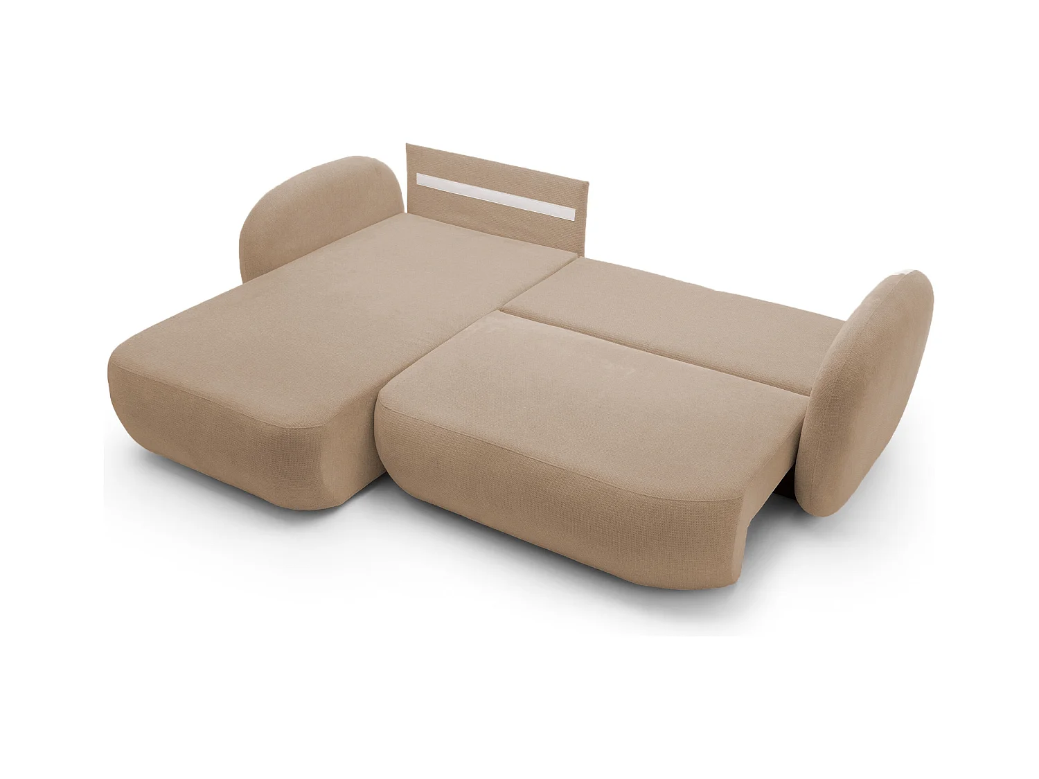 Canapé d'Angle OLIO L-Form avec Lit 138x210cm Coffre et Coussins Amovibles – Gauche 248x174x86cm CAPPUCCINO