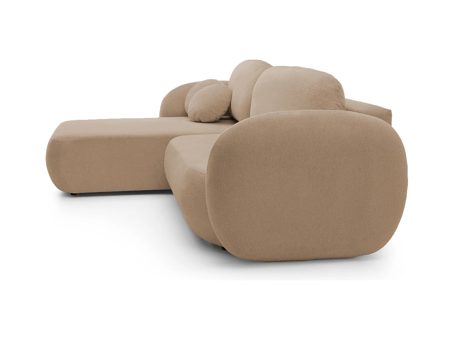 Canapé d'Angle OLIO L-Form avec Lit 138x210cm Coffre et Coussins Amovibles – Gauche 248x174x86cm CAPPUCCINO