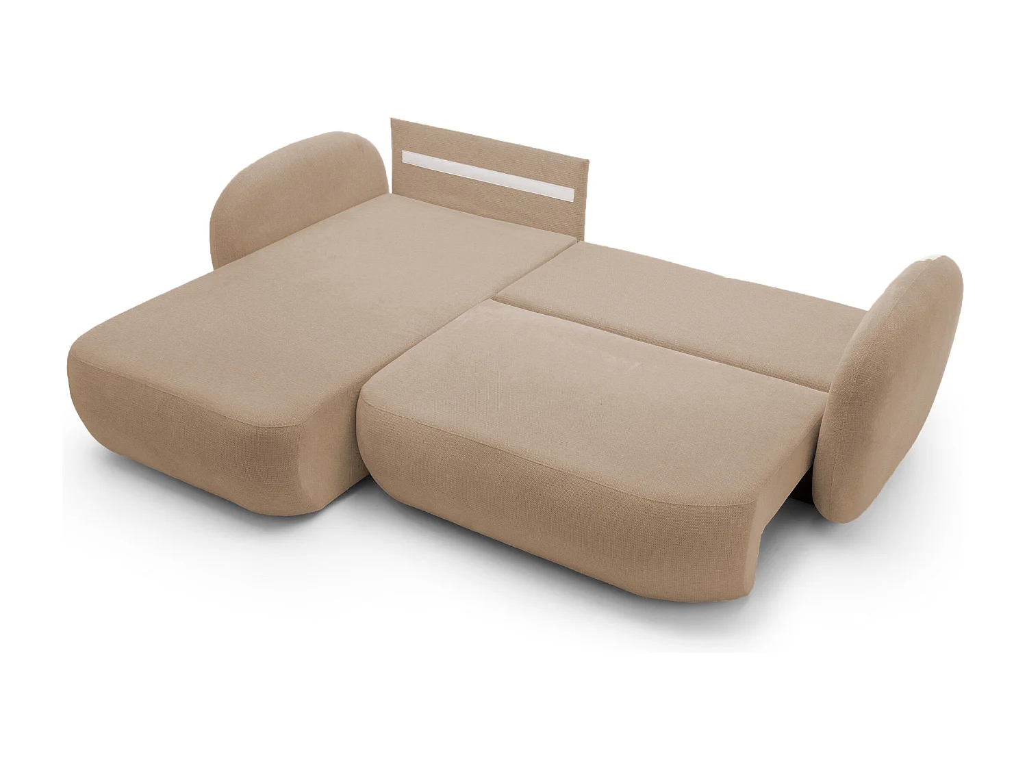 Canapé d'Angle OLIO L-Form avec Lit 138x210cm Coffre et Coussins Amovibles – Gauche 248x174x86cm CAPPUCCINO