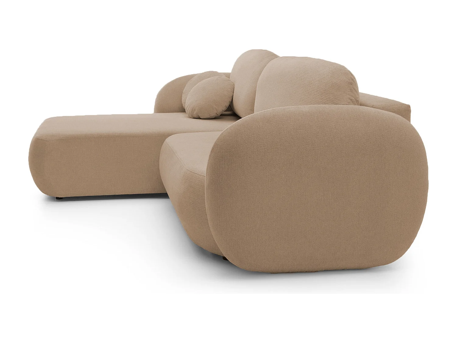 Canapé d'Angle OLIO L-Form avec Lit 138x210cm Coffre et Coussins Amovibles – Gauche 248x174x86cm CAPPUCCINO