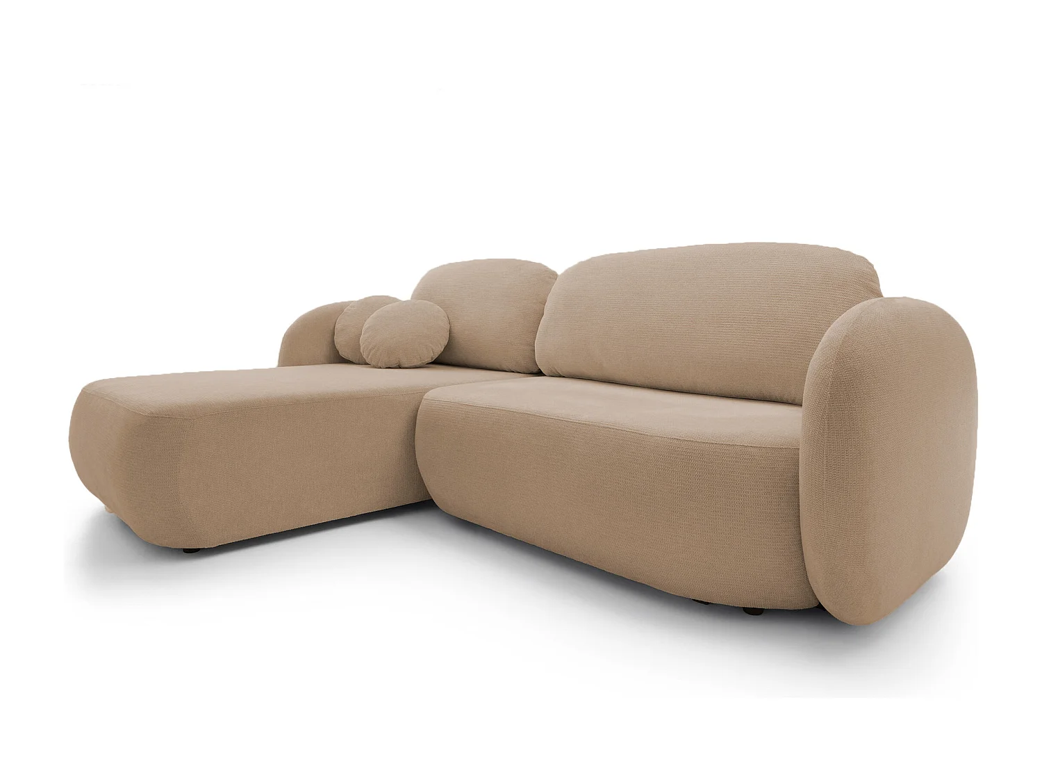 Canapé d'Angle OLIO L-Form avec Lit 138x210cm Coffre et Coussins Amovibles – Gauche 248x174x86cm CAPPUCCINO