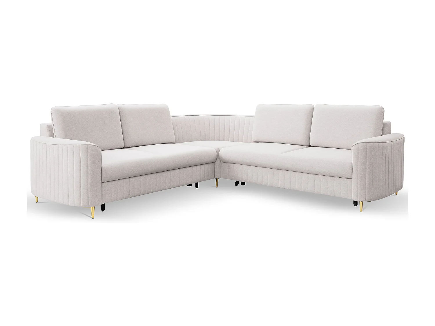 Canapé d'angle LAREN convertible, coffre de rangement, pieds en plastique, côté gauche, ECRU, 251x251x85 cm