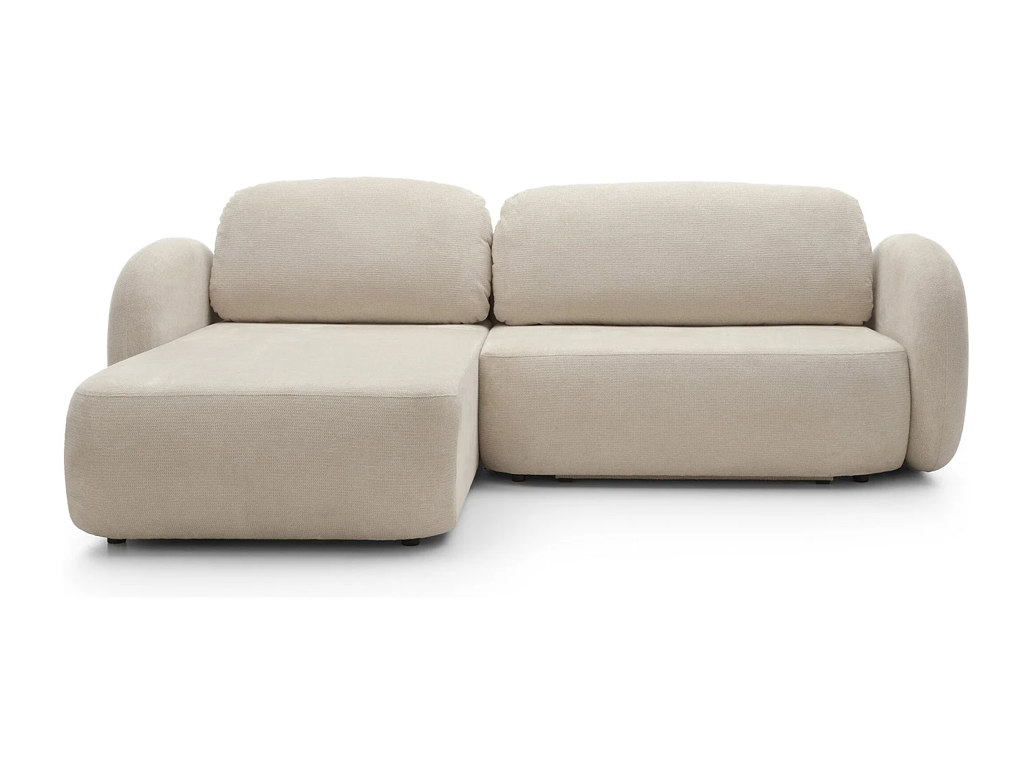 L-vormige hoekbank OLIO met slaapfunctie 138x210 cm, opbergbox en losse rugkussens – comfortabele slaapbank, links, 248x174x86 cm, BEIGE