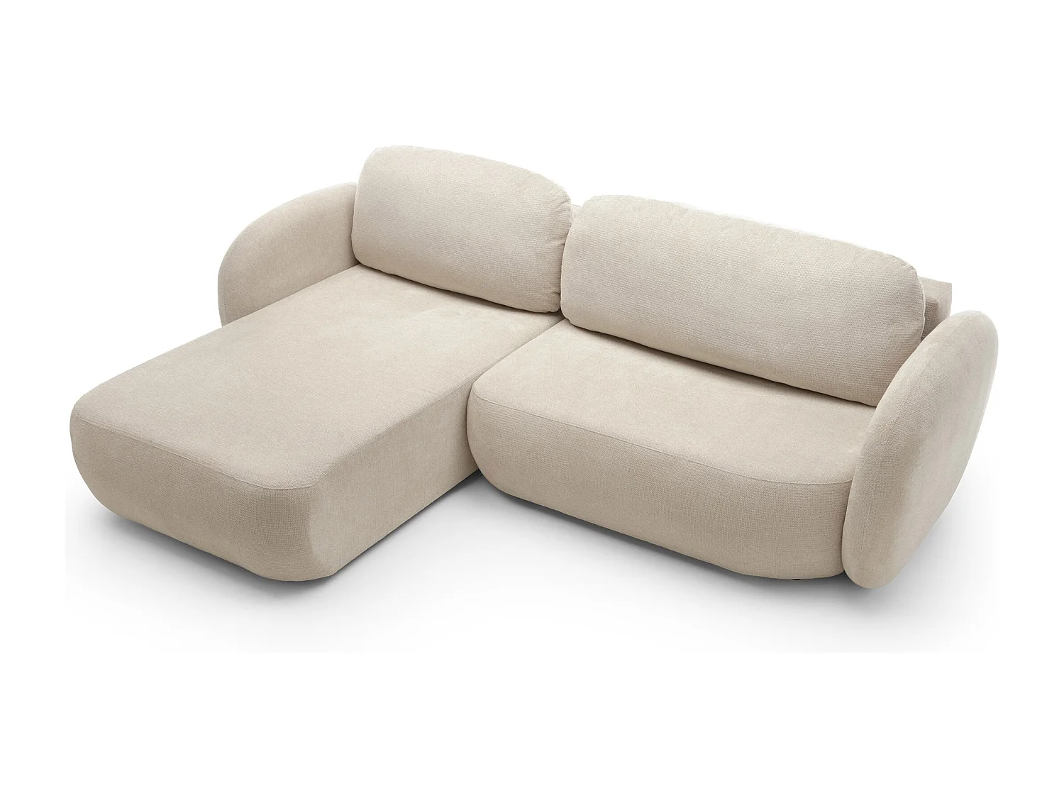 Canapé d'Angle OLIO L-Form avec Lit 138x210cm Coffre et Coussins Amovibles – Gauche 248x174x86cm BEIGE