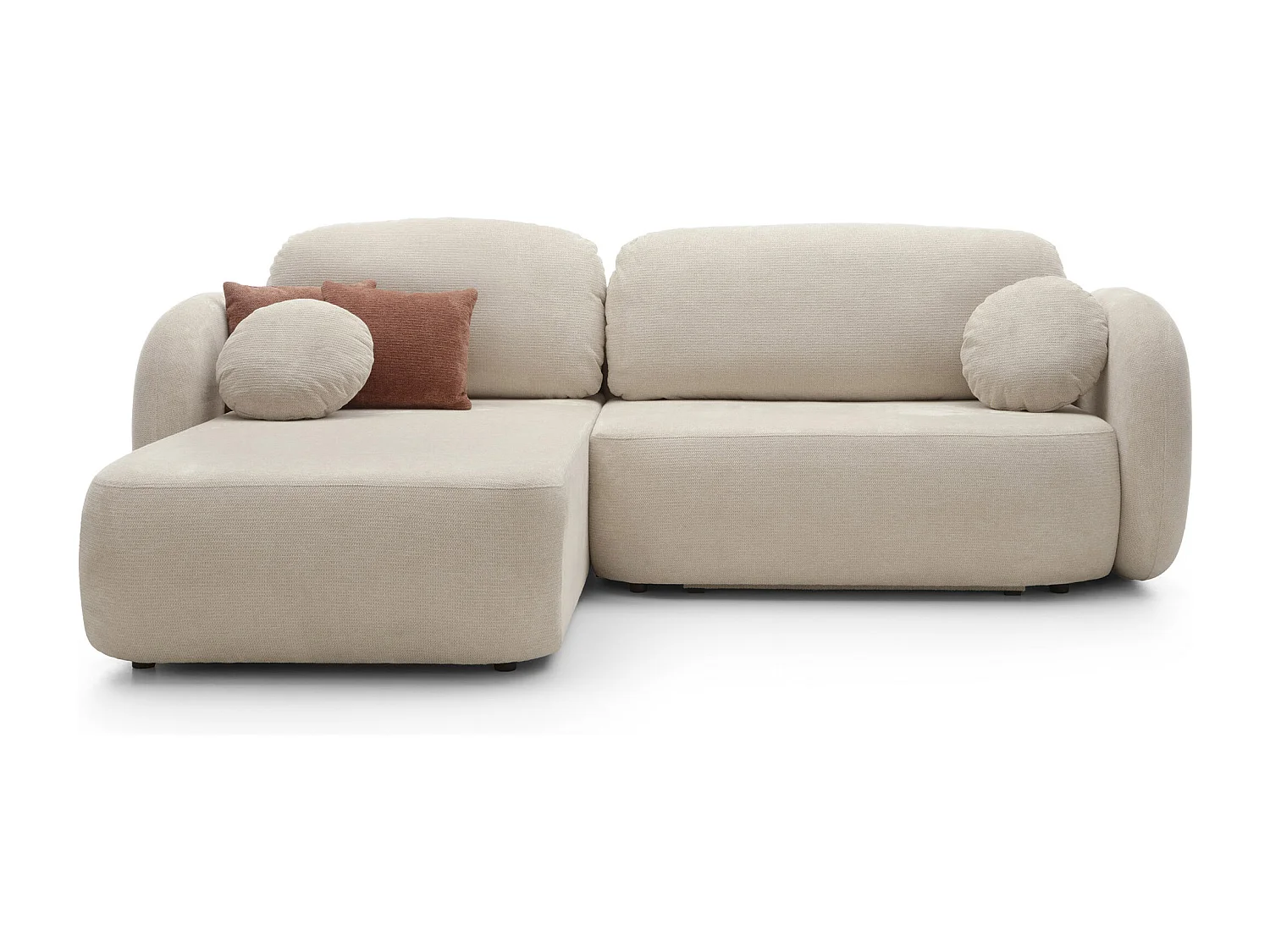 Canapé d'Angle OLIO L-Form avec Lit 138x210cm Coffre et Coussins Amovibles – Gauche 248x174x86cm BEIGE