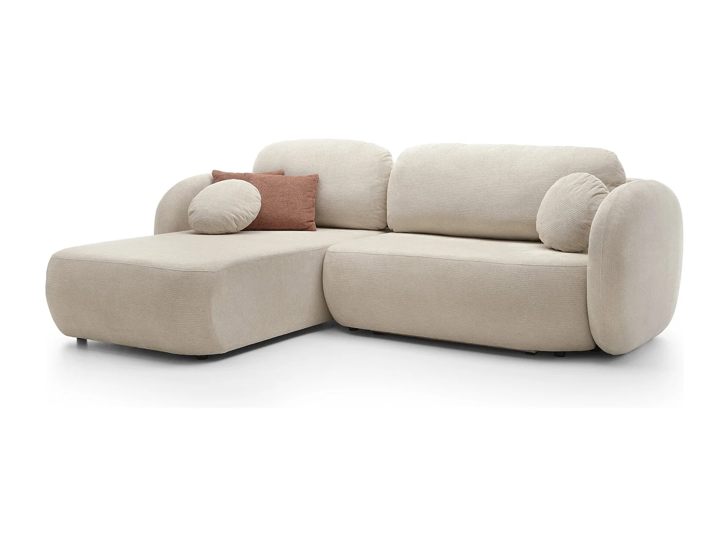 Canapé d'Angle OLIO L-Form avec Lit 138x210cm Coffre et Coussins Amovibles – Gauche 248x174x86cm BEIGE