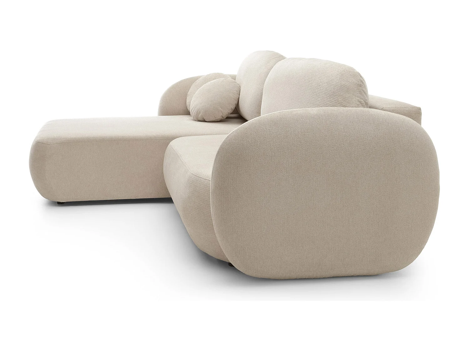 Canapé d'Angle OLIO L-Form avec Lit 138x210cm Coffre et Coussins Amovibles – Gauche 248x174x86cm BEIGE