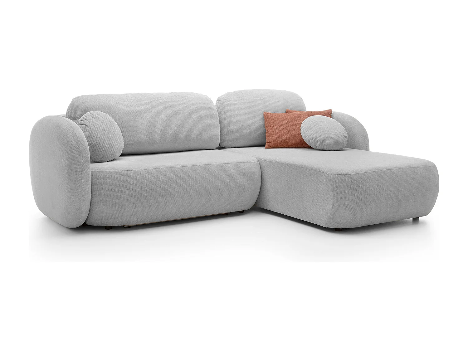 Canapé d'Angle OLIO L-Form avec Lit 138x210cm Coffre et Coussins Amovibles – Droite 248x174x86cm GRIS