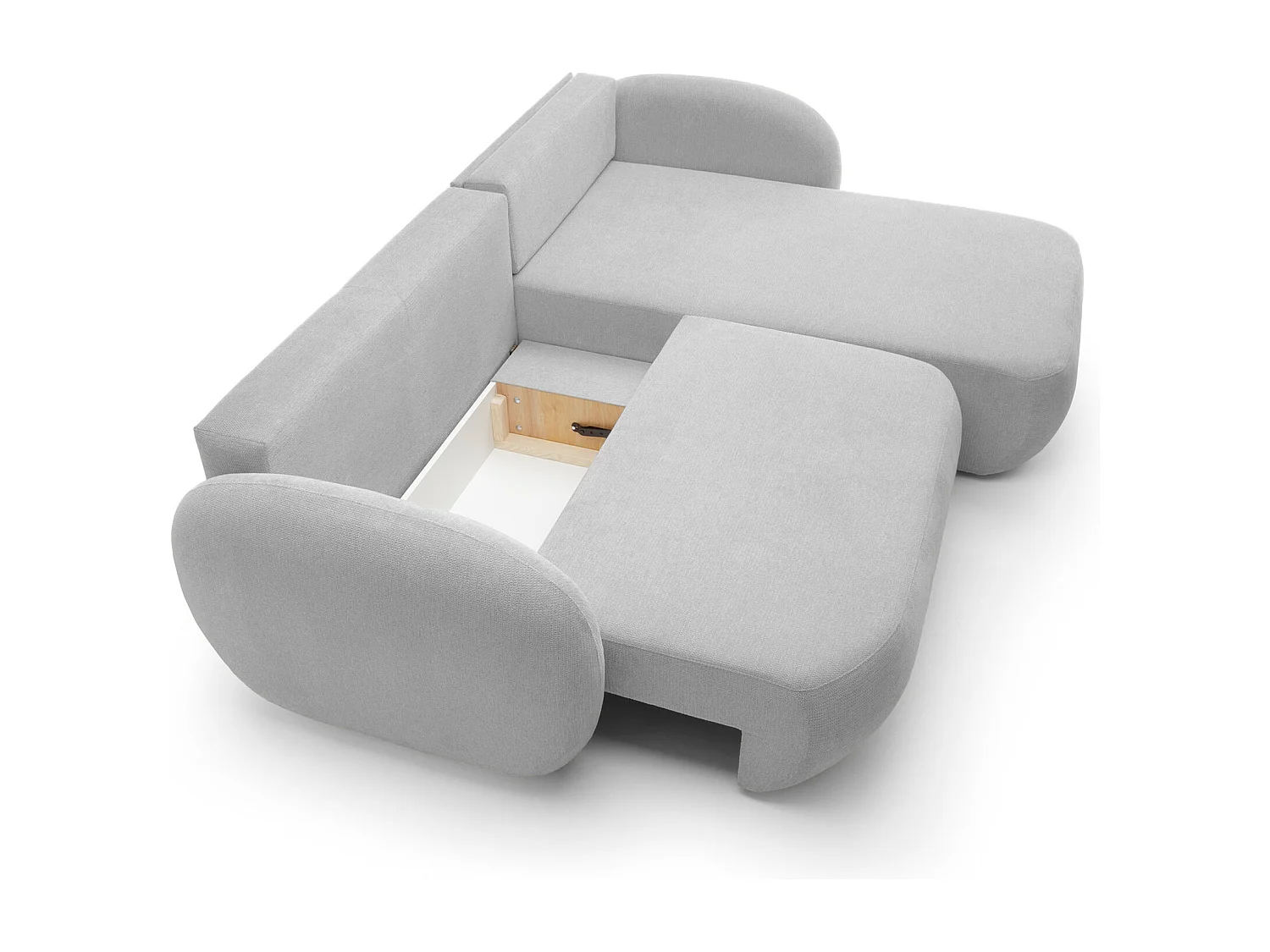 Canapé d'Angle OLIO L-Form avec Lit 138x210cm Coffre et Coussins Amovibles – Droite 248x174x86cm GRIS