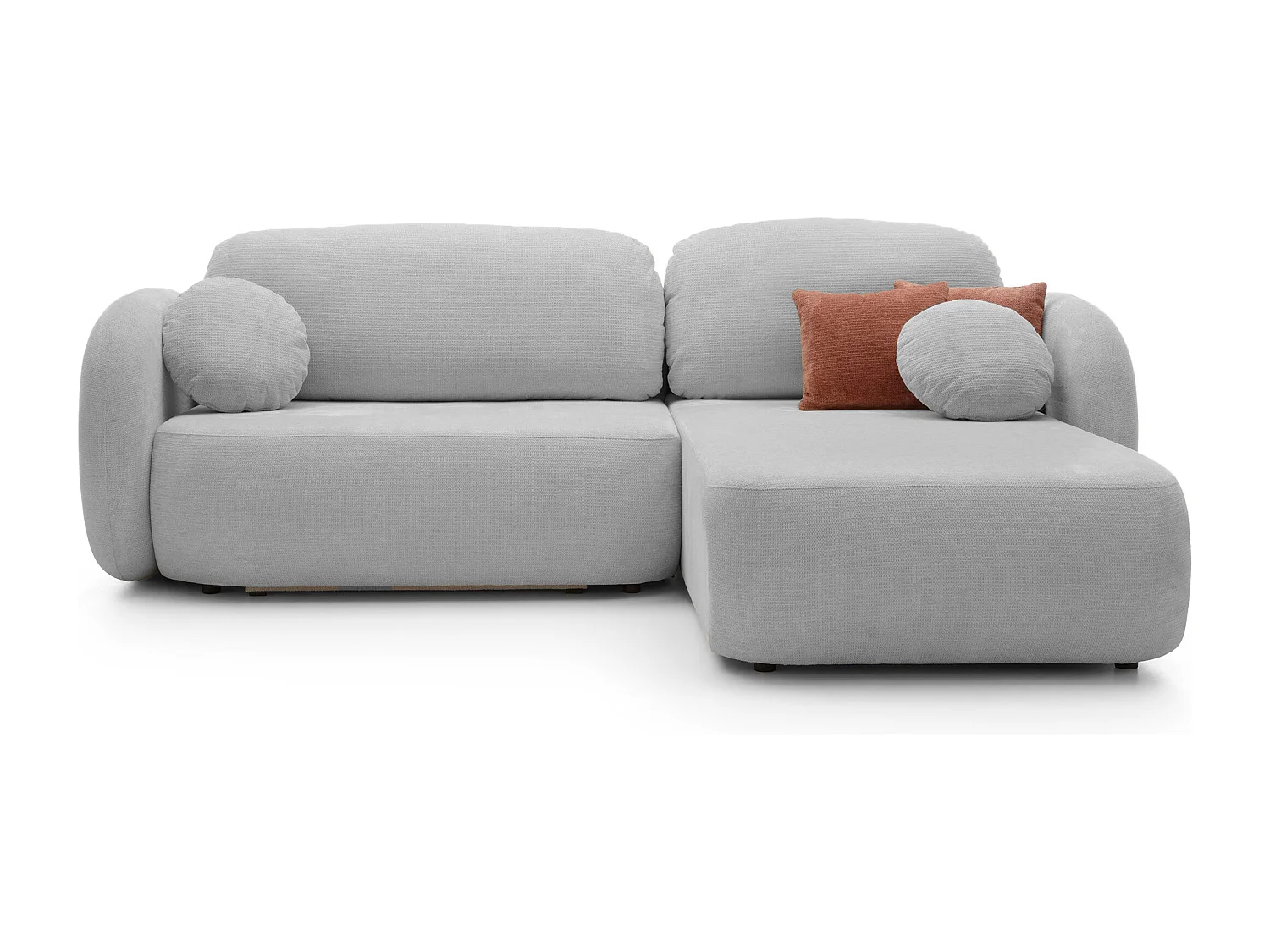 Canapé d'Angle OLIO L-Form avec Lit 138x210cm Coffre et Coussins Amovibles – Droite 248x174x86cm GRIS