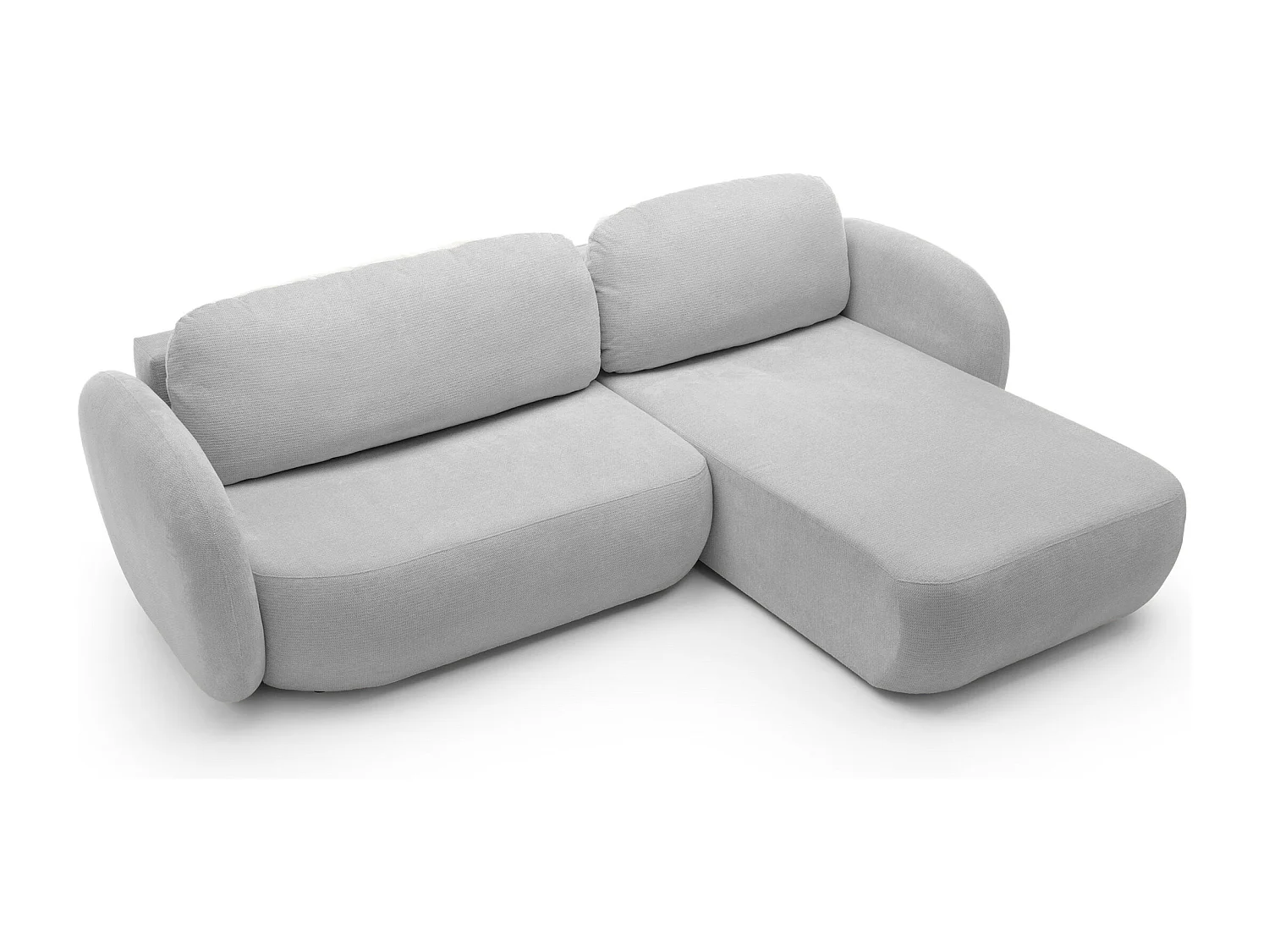 Canapé d'Angle OLIO L-Form avec Lit 138x210cm Coffre et Coussins Amovibles – Droite 248x174x86cm GRIS