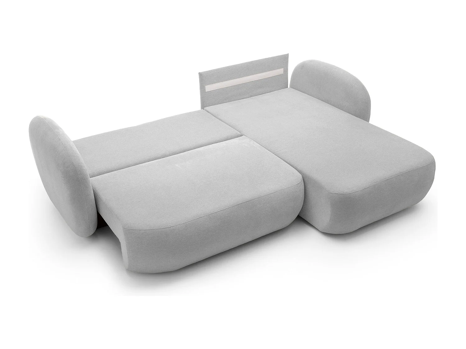 Canapé d'Angle OLIO L-Form avec Lit 138x210cm Coffre et Coussins Amovibles – Droite 248x174x86cm GRIS