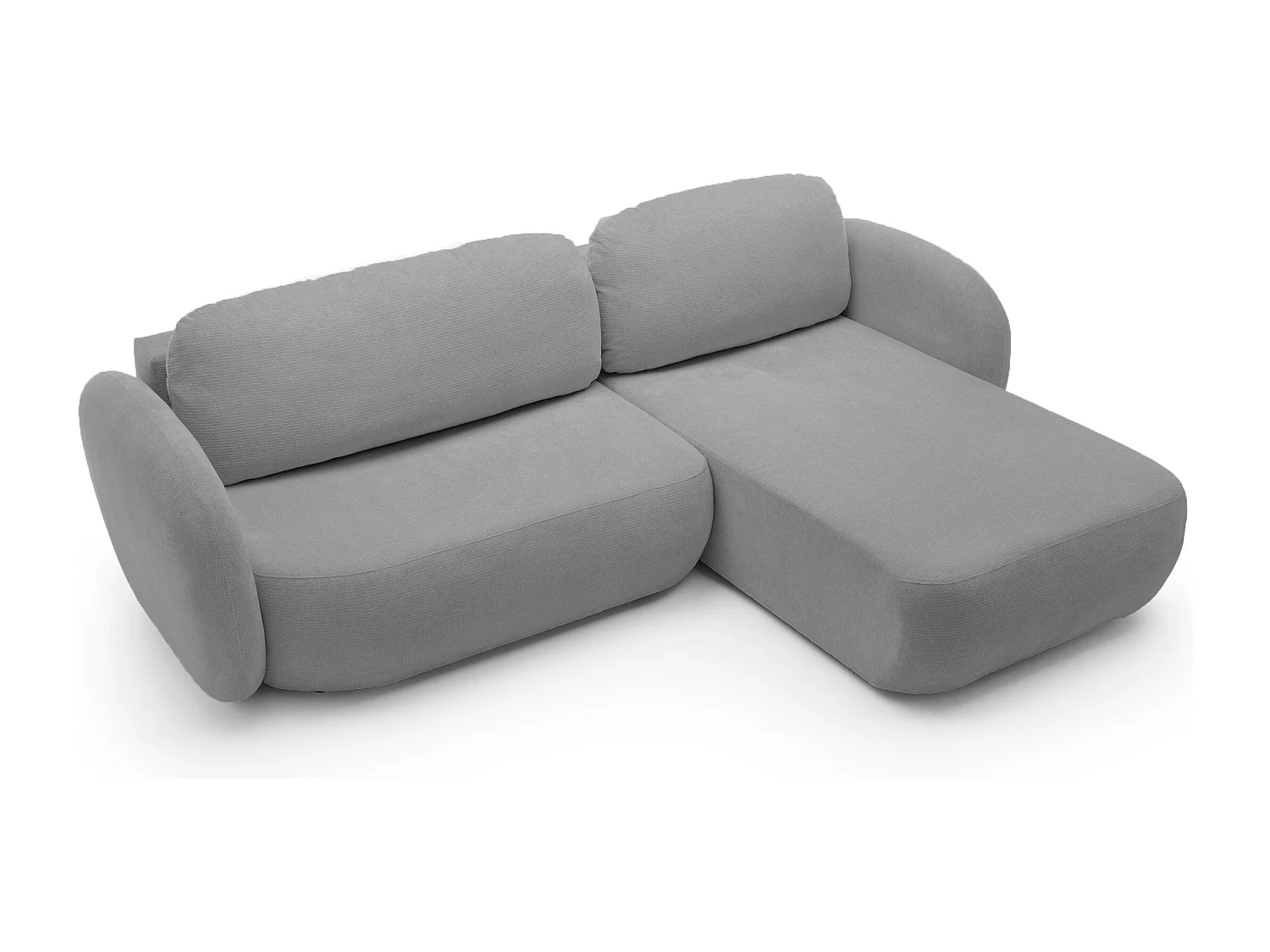 Hoekbank OLIO L-Form met Bed 138x210cm Lade en Verwijderbare Kussens – Rechts 248x174x86cm DONKERZILVER