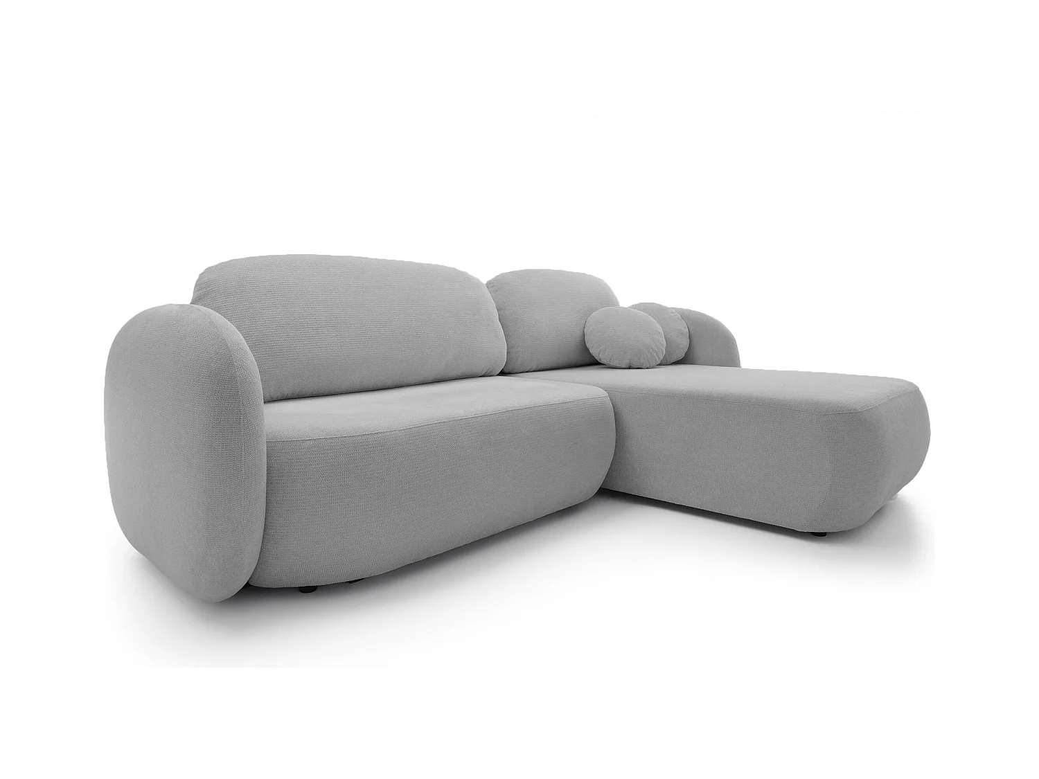 Canapé d'Angle OLIO L-Form avec Lit 138x210cm Coffre et Coussins Amovibles – Droite 248x174x86cm ARGENT CLAIR