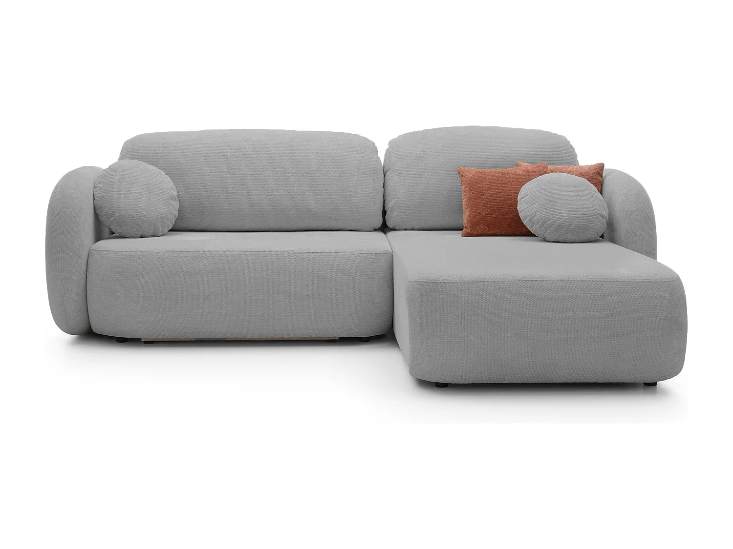 Canapé d'Angle OLIO L-Form avec Lit 138x210cm Coffre et Coussins Amovibles – Droite 248x174x86cm ARGENT CLAIR