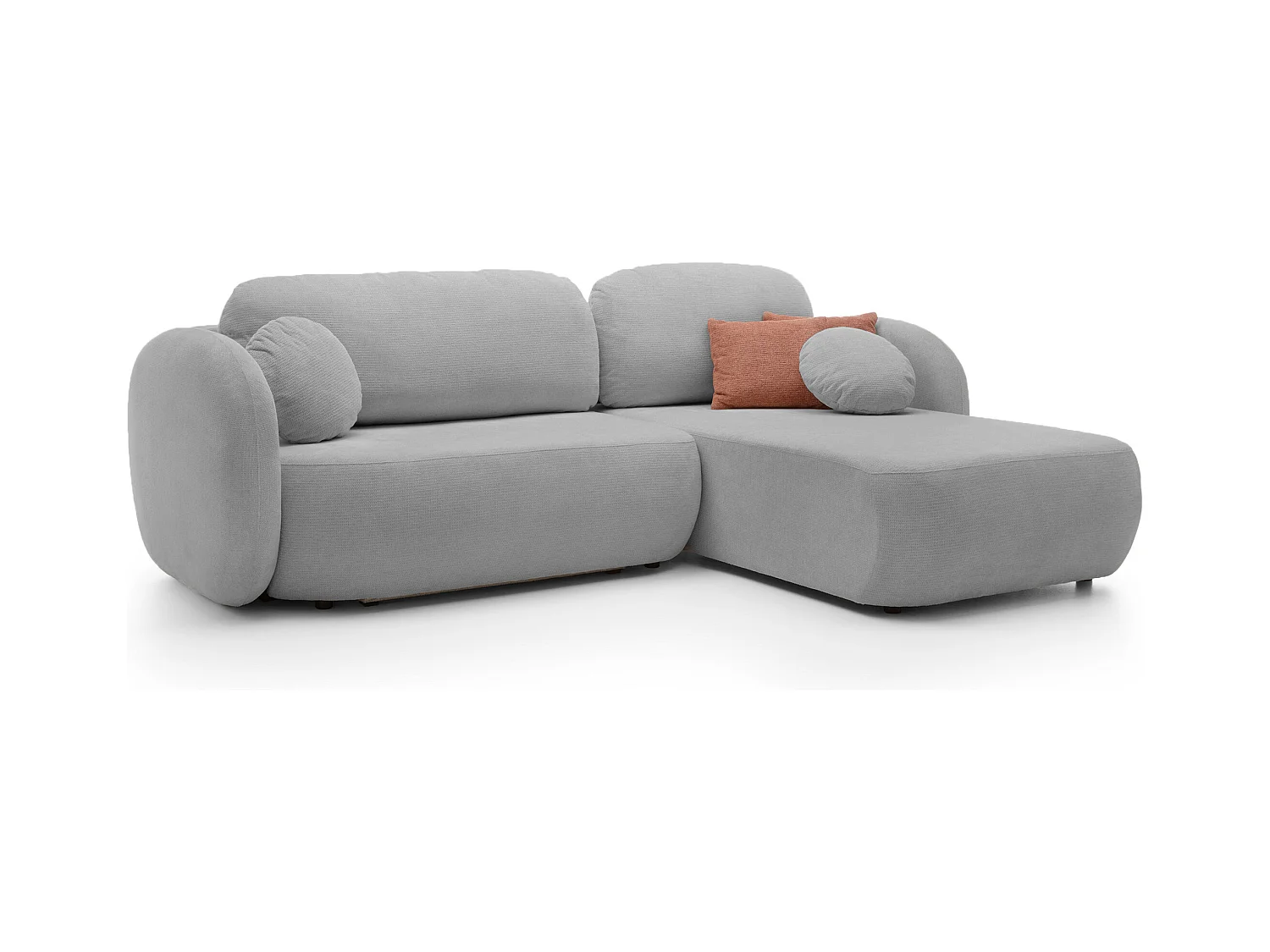 Canapé d'Angle OLIO L-Form avec Lit 138x210cm Coffre et Coussins Amovibles – Droite 248x174x86cm ARGENT CLAIR