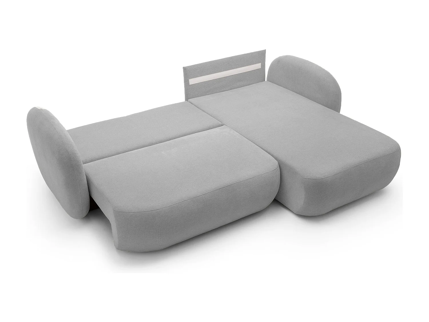 Hoekbank OLIO L-Form met Bed 138x210cm Lade en Verwijderbare Kussens – Rechts 248x174x86cm LICHTZILVER