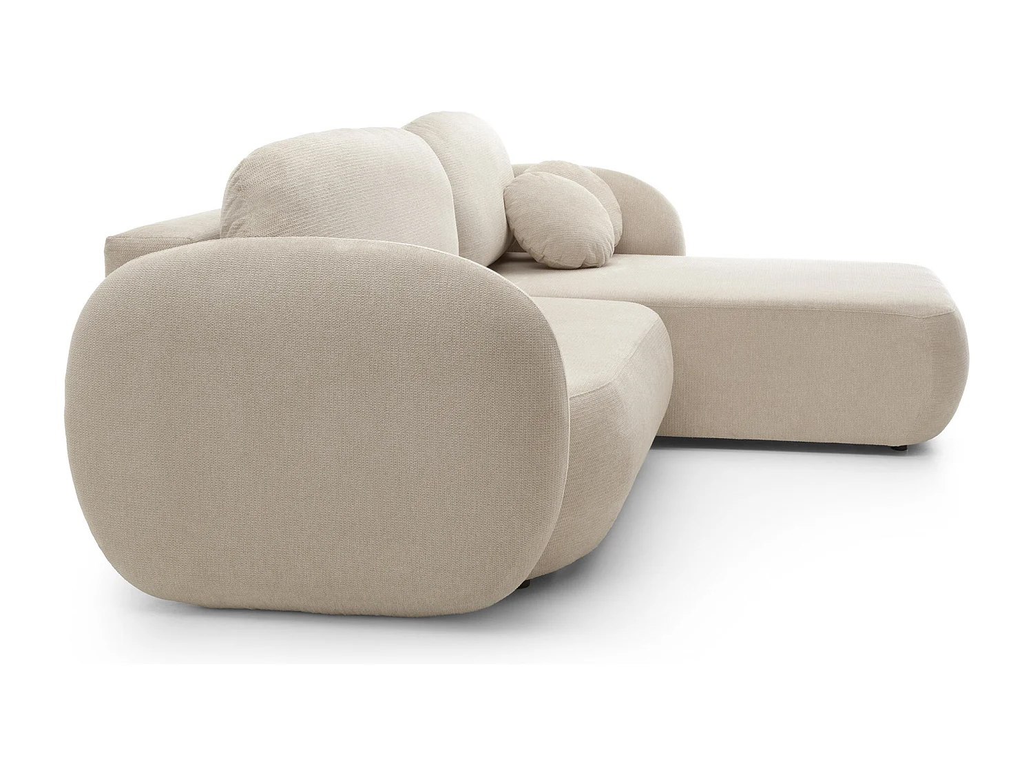 Hoekbank OLIO L-Form met Bed 138x210cm Lade en Verwijderbare Kussens – Rechts 248x174x86cm BEIGE