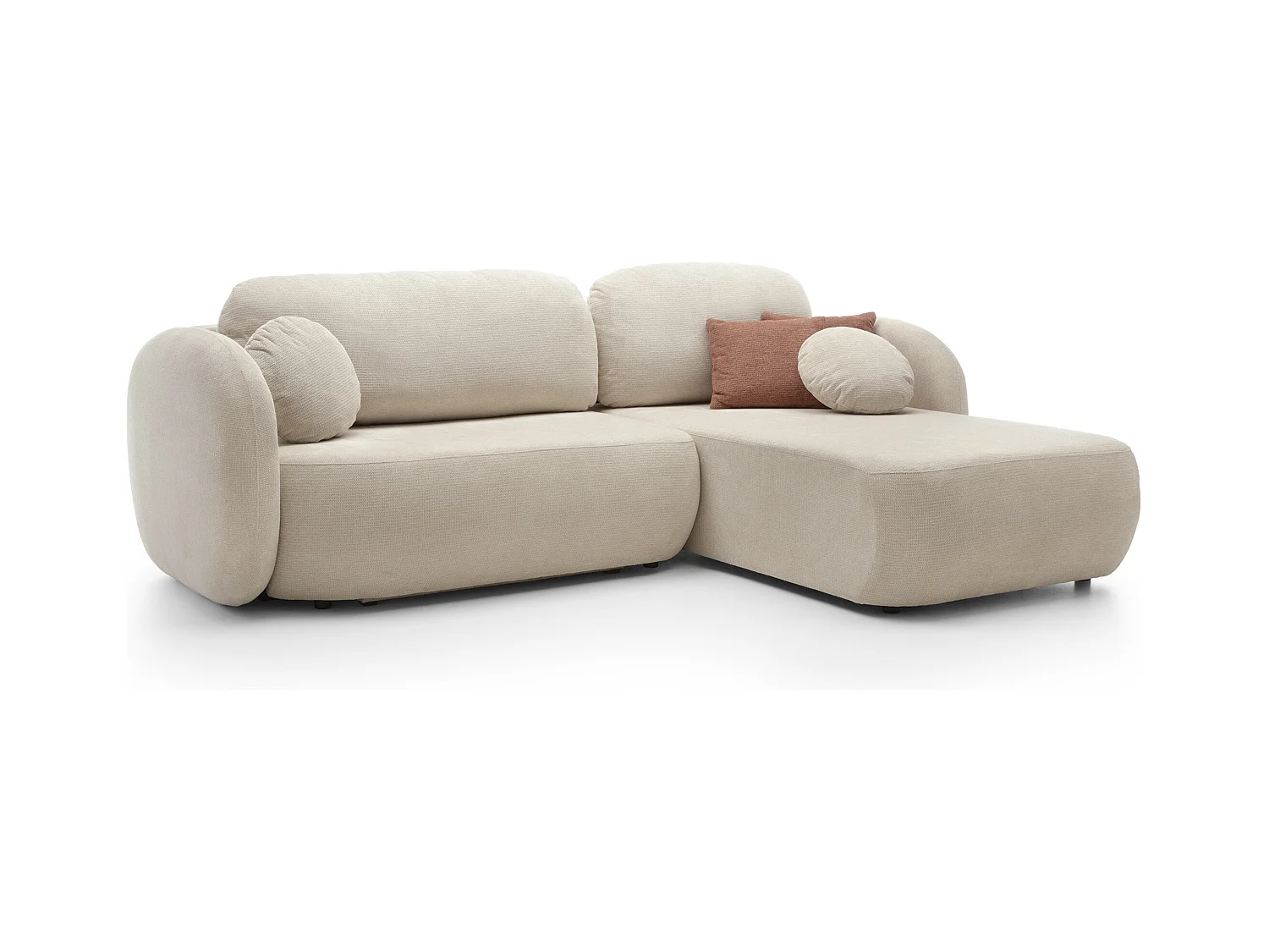 Canapé d'Angle OLIO L-Form avec Lit 138x210cm Coffre et Coussins Amovibles – Droite 248x174x86cm BEIGE