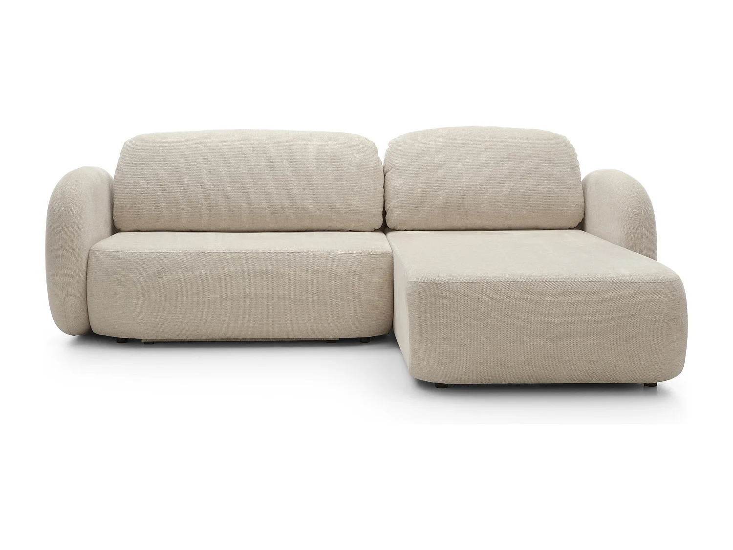 Canapé d'Angle OLIO L-Form avec Lit 138x210cm Coffre et Coussins Amovibles – Droite 248x174x86cm BEIGE