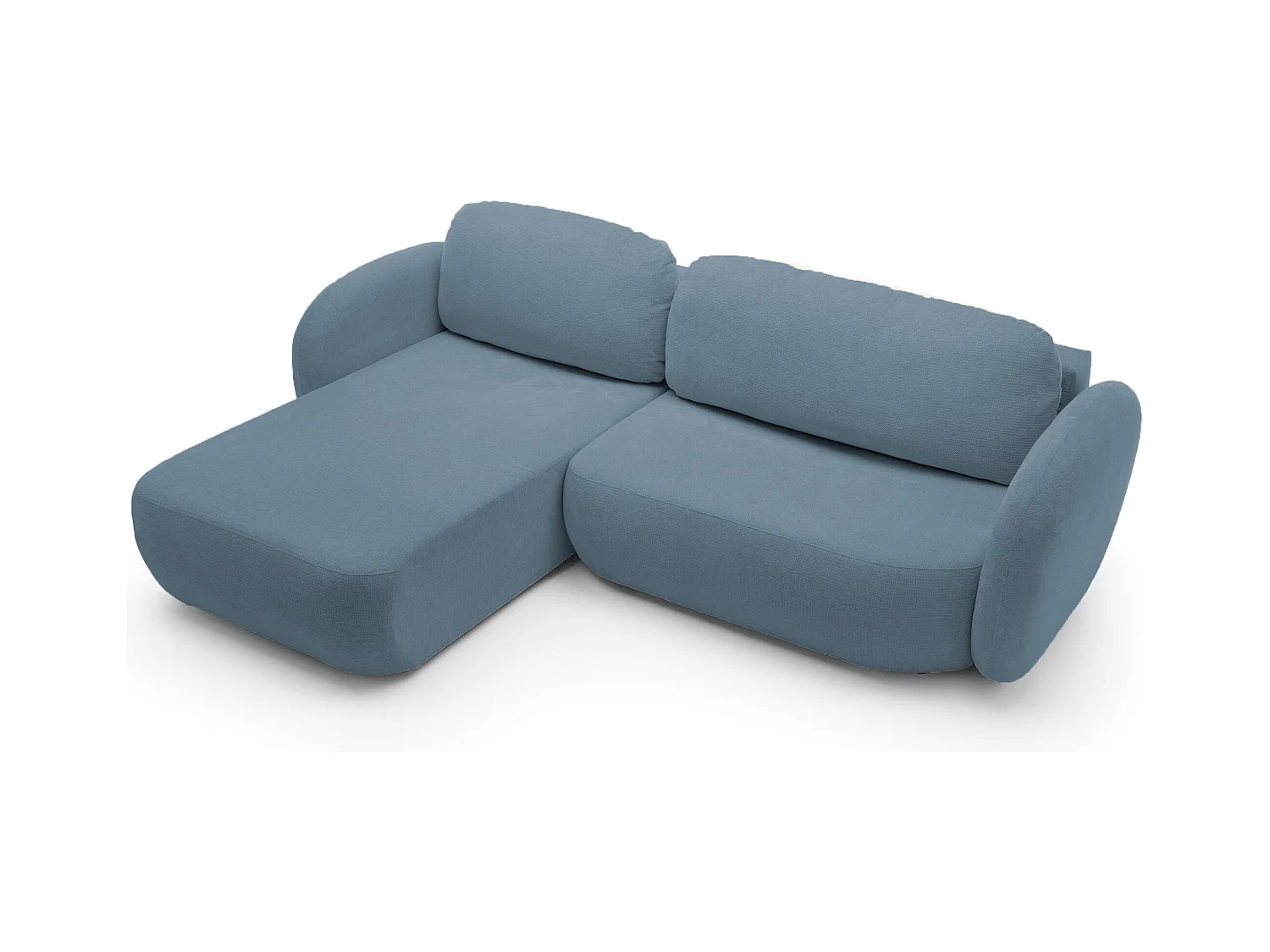 Canapé d'Angle OLIO L-Form avec Lit 138x210cm Coffre et Coussins Amovibles – Gauche 248x174x86cm BLEU CLAIR