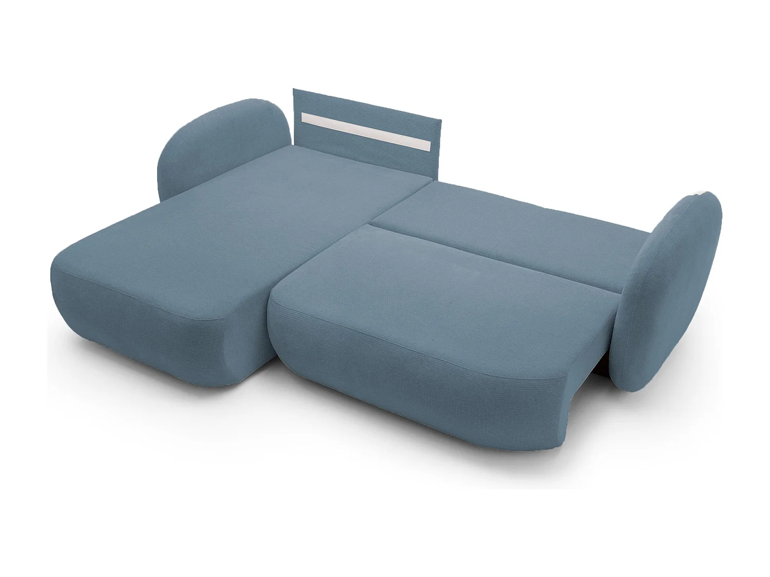 Canapé d'Angle OLIO L-Form avec Lit 138x210cm Coffre et Coussins Amovibles – Gauche 248x174x86cm BLEU CLAIR