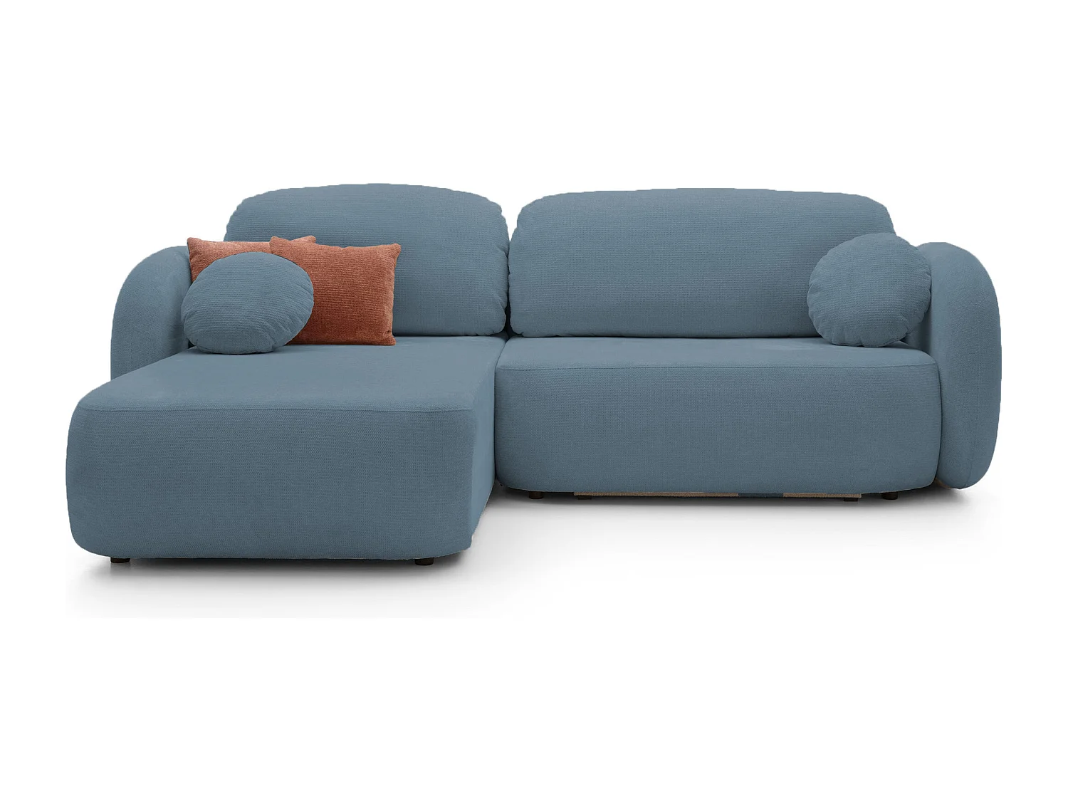 Canapé d'Angle OLIO L-Form avec Lit 138x210cm Coffre et Coussins Amovibles – Gauche 248x174x86cm BLEU CLAIR