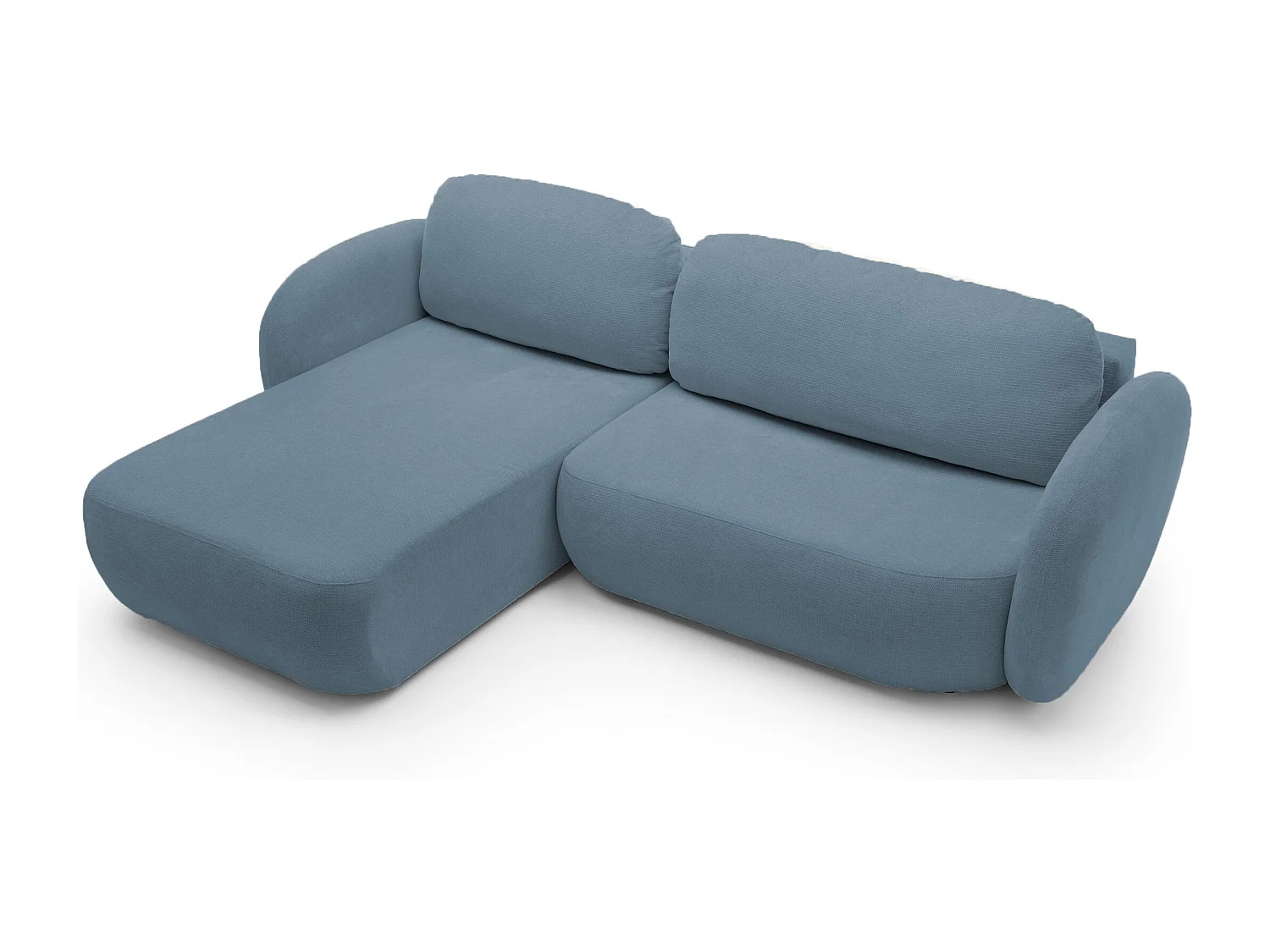 Canapé d'Angle OLIO L-Form avec Lit 138x210cm Coffre et Coussins Amovibles – Gauche 248x174x86cm BLEU CLAIR