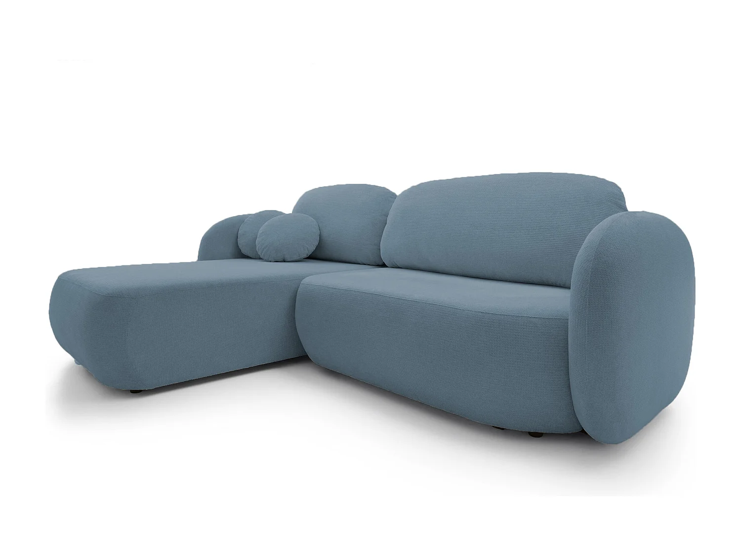 Canapé d'Angle OLIO L-Form avec Lit 138x210cm Coffre et Coussins Amovibles – Gauche 248x174x86cm BLEU CLAIR