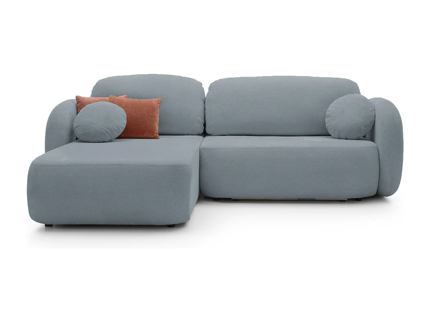 L-vormige hoekbank OLIO met slaapfunctie 138x210 cm, opbergbox en losse rugkussens – comfortabele slaapbank, links, 248x174x86 cm, DONKERGRIJS