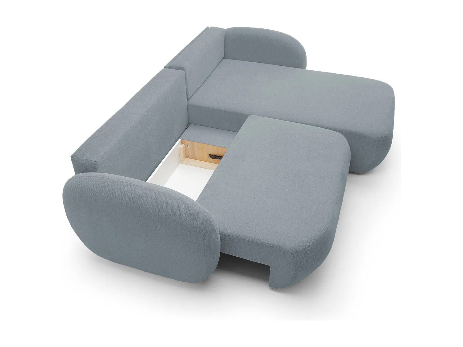 Hoekbank OLIO L-Form met Bed 138x210cm Lade en Verwijderbare Kussens – Rechts 248x174x86cm DONKERGRIJS