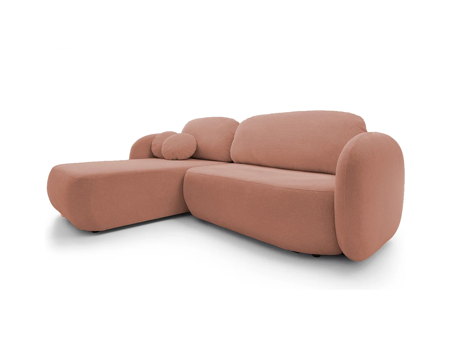 Canapé d'Angle OLIO L-Form avec Lit 138x210cm Coffre et Coussins Amovibles – Gauche 248x174x86cm ROSE POUDRÉ