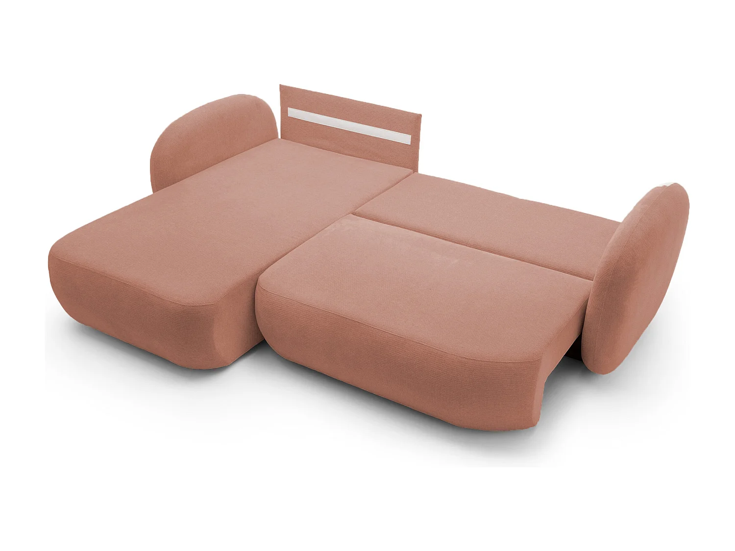 Canapé d'Angle OLIO L-Form avec Lit 138x210cm Coffre et Coussins Amovibles – Gauche 248x174x86cm ROSE POUDRÉ