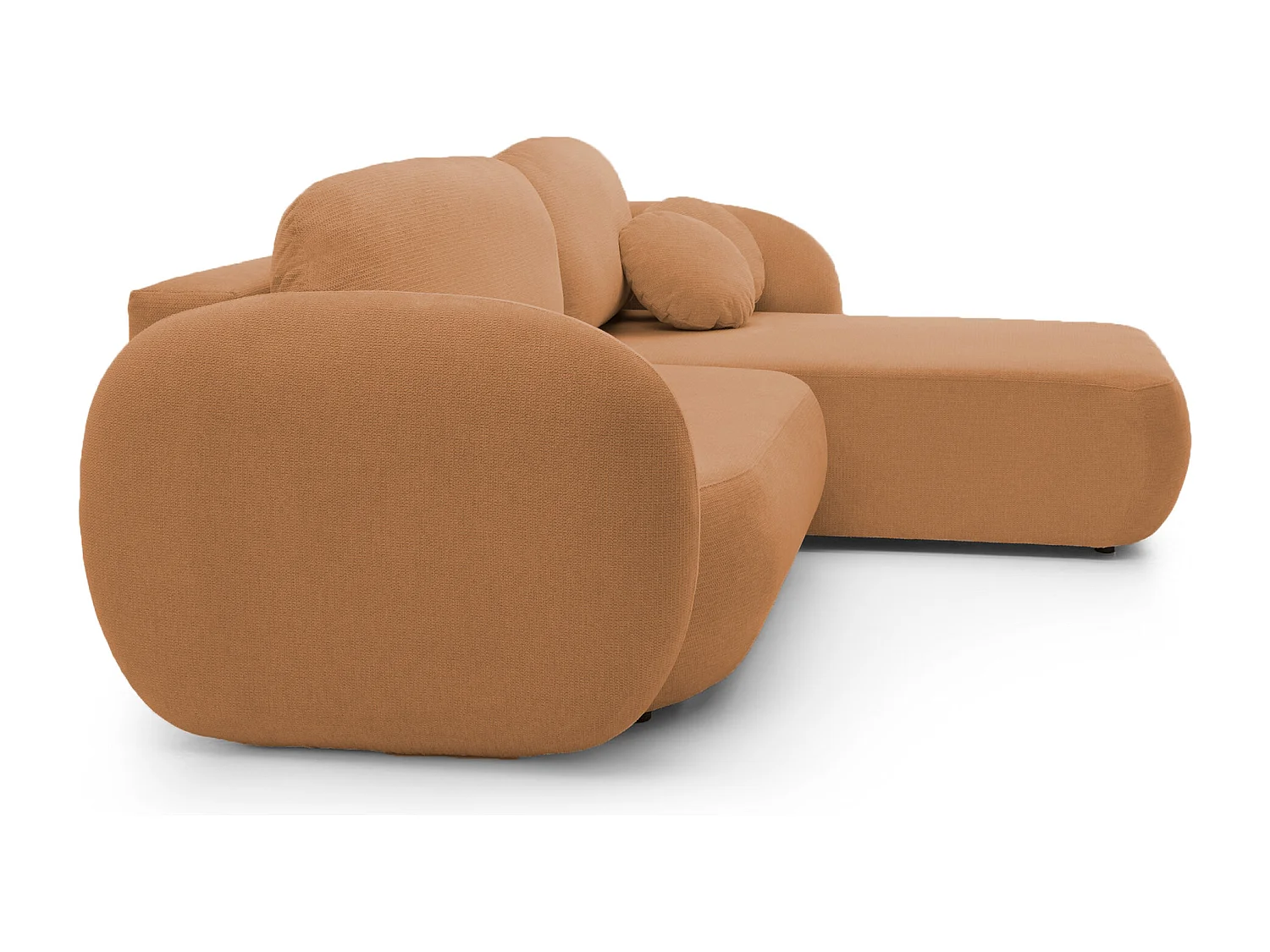 Canapé d'Angle OLIO L-Form avec Lit 138x210cm Coffre et Coussins Amovibles – Droite 248x174x86cm ORANGE FONCÉ